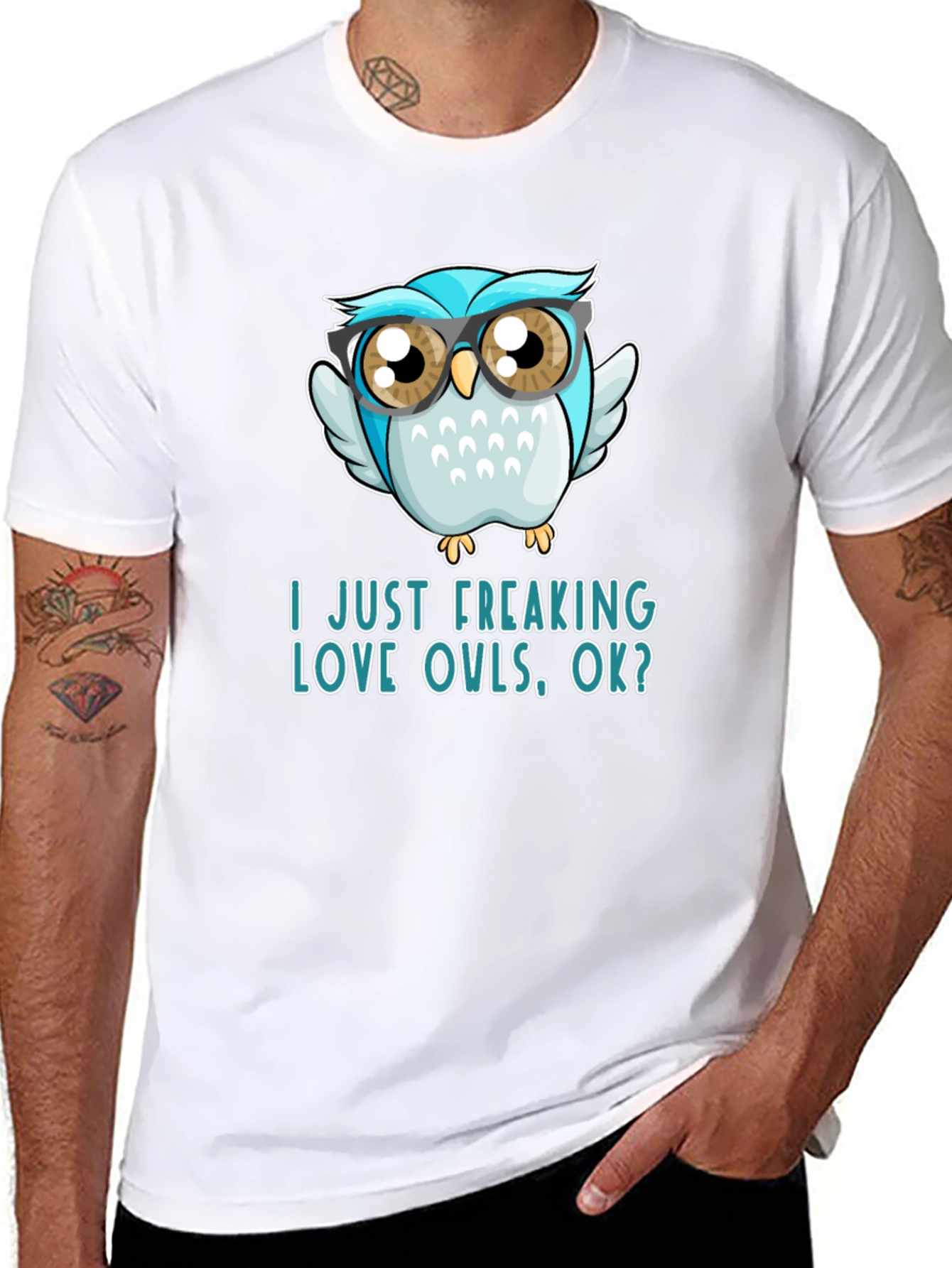 Black Funny Owl Lover T-Shirt - I Just Freaking Love Owls Tee view 8