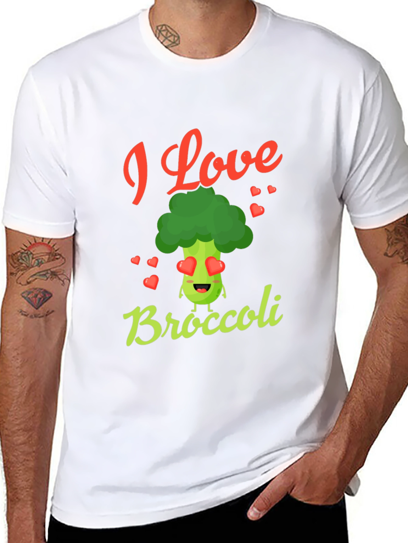 I Love Broccoli T-Shirt - Novelty Graphic Tee - 8