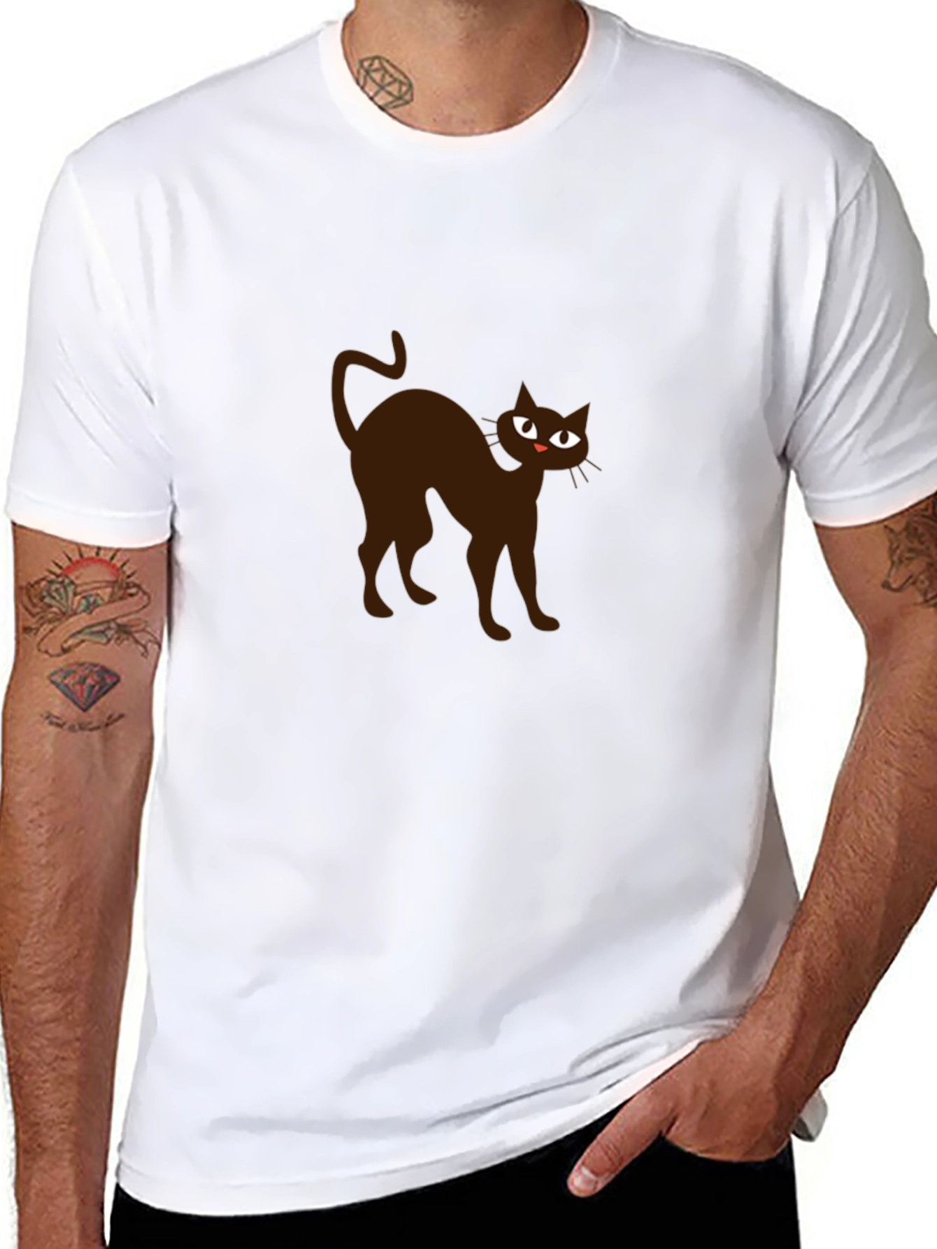 Black Black Cat Graphic Tee - Men's Short Sleeve Shirt view 8