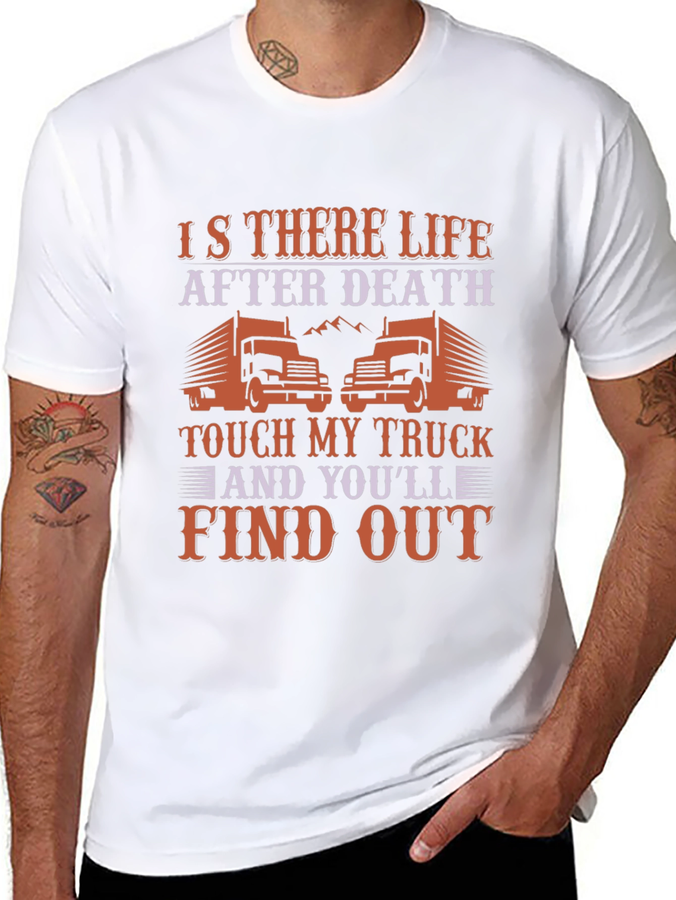 Black Trucker T-Shirt - Is There Life After Death? view 8