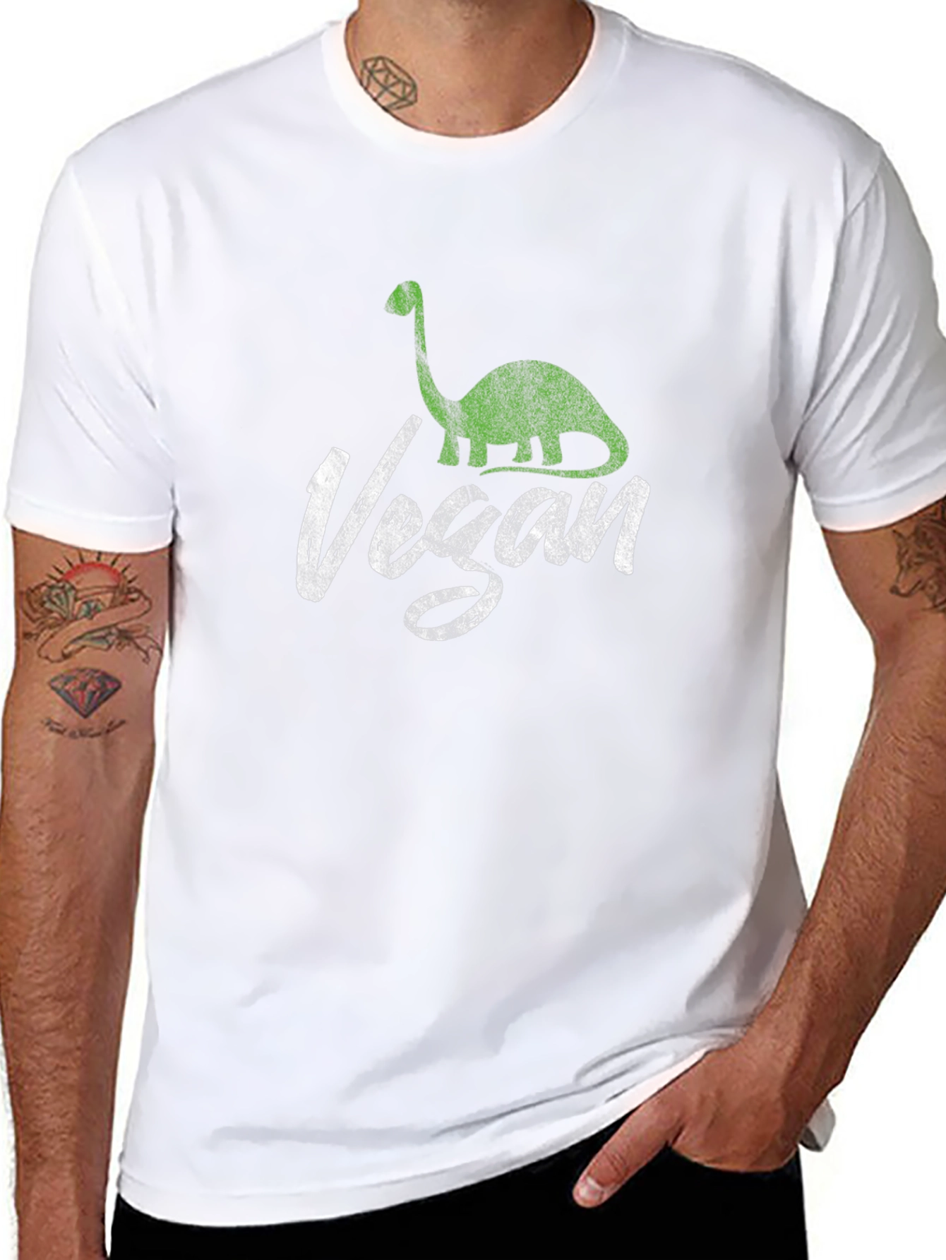 Black Vegan Dinosaur T-Shirt - Retro Style Graphic Tee view 8