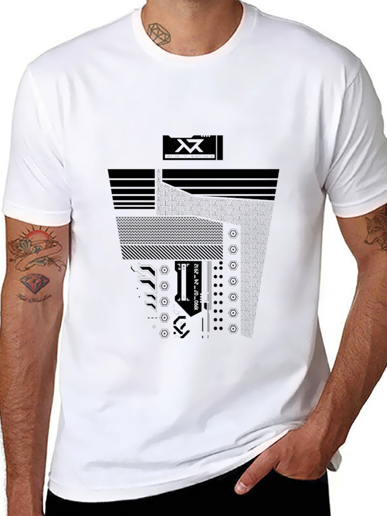 Black Abstract Graphic Print T-Shirt - Black view 8