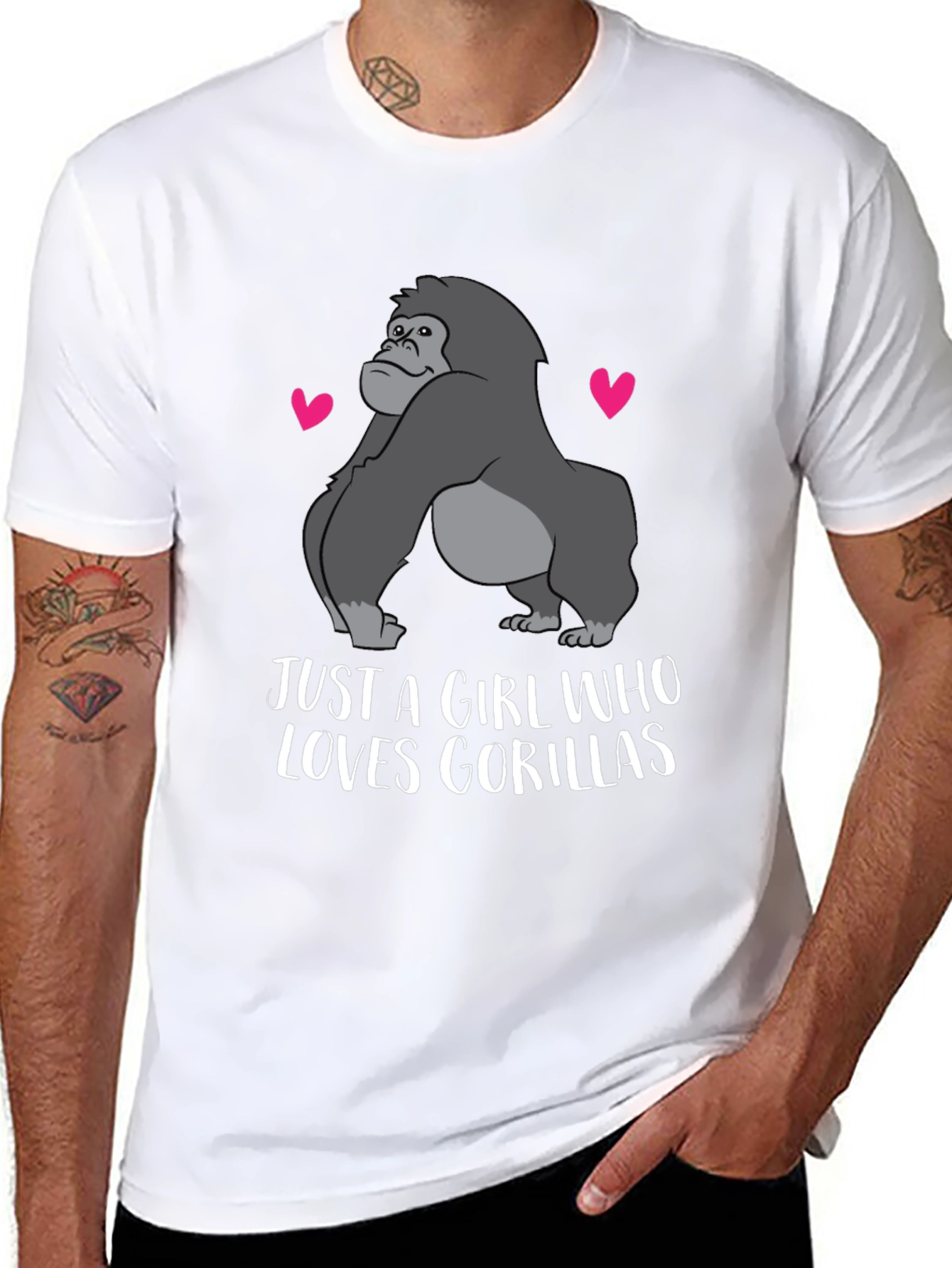 Black Just A Girl Who Loves Gorillas T-Shirt view 8