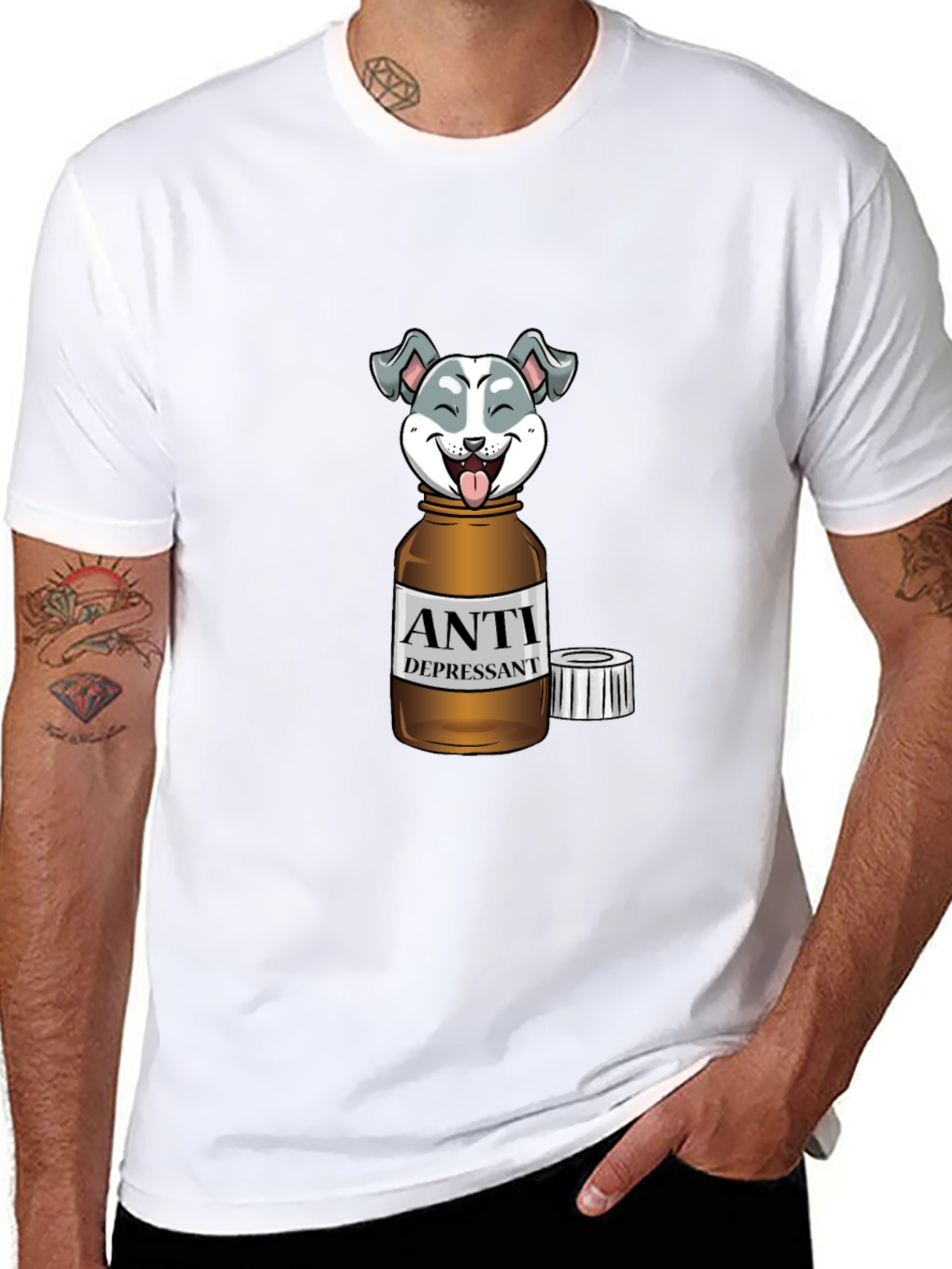 Black Anti Depressant Dog T-Shirt view 8