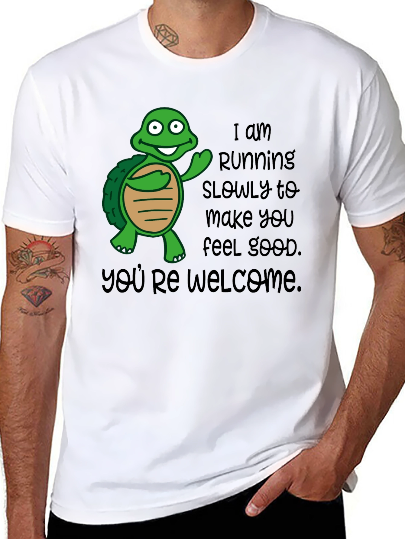 Black Funny Turtle Graphic T-Shirt - Slow Running Humor Tee view 8