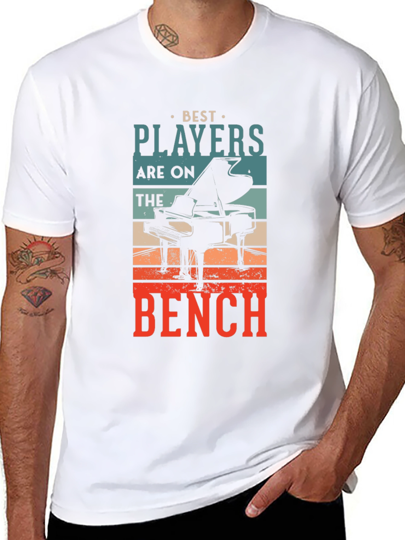 Black Piano Player Graphic T-Shirt: Best Players on the Bench view 8