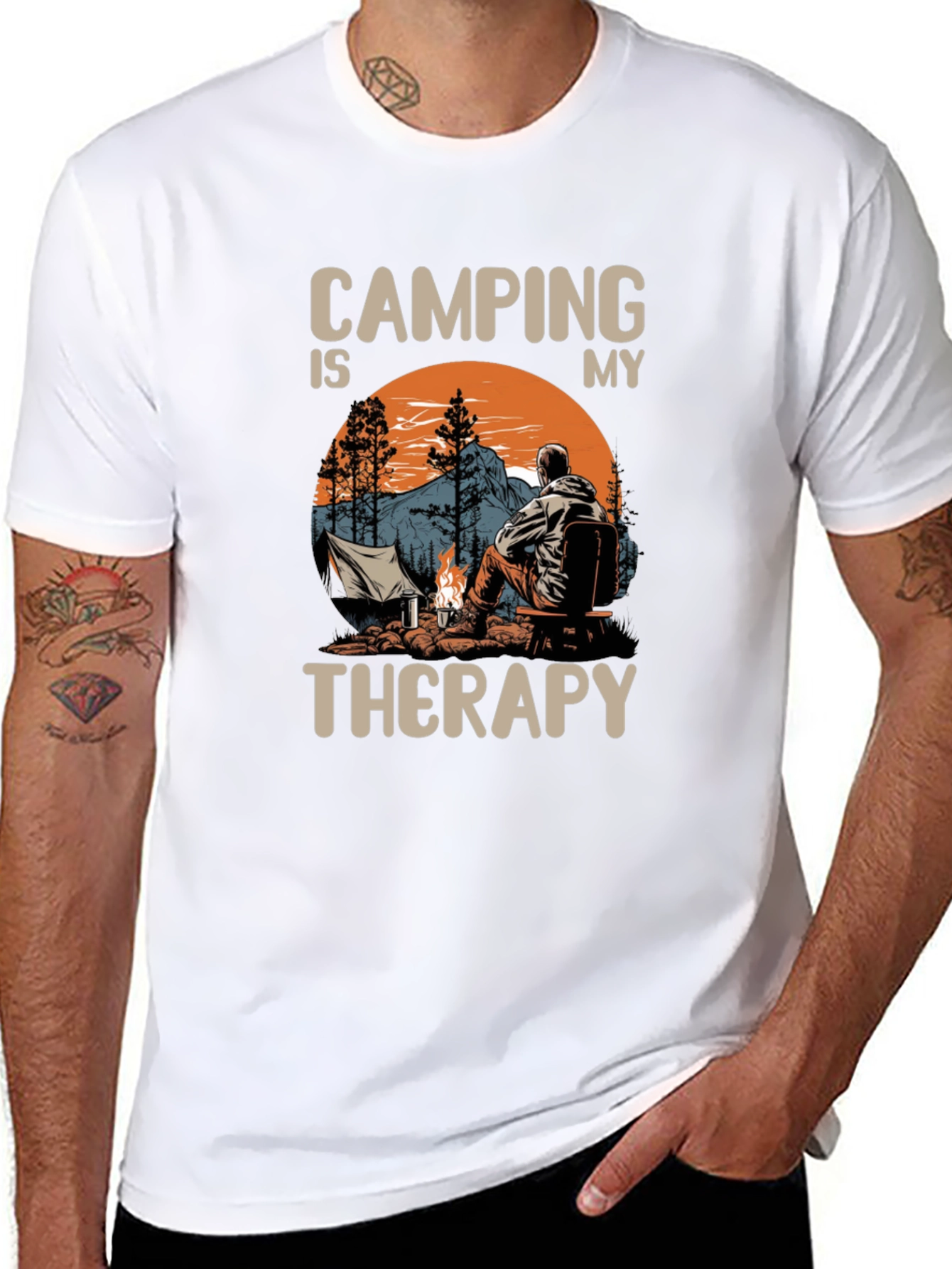 Black Camping is My Therapy Graphic T-Shirt view 8