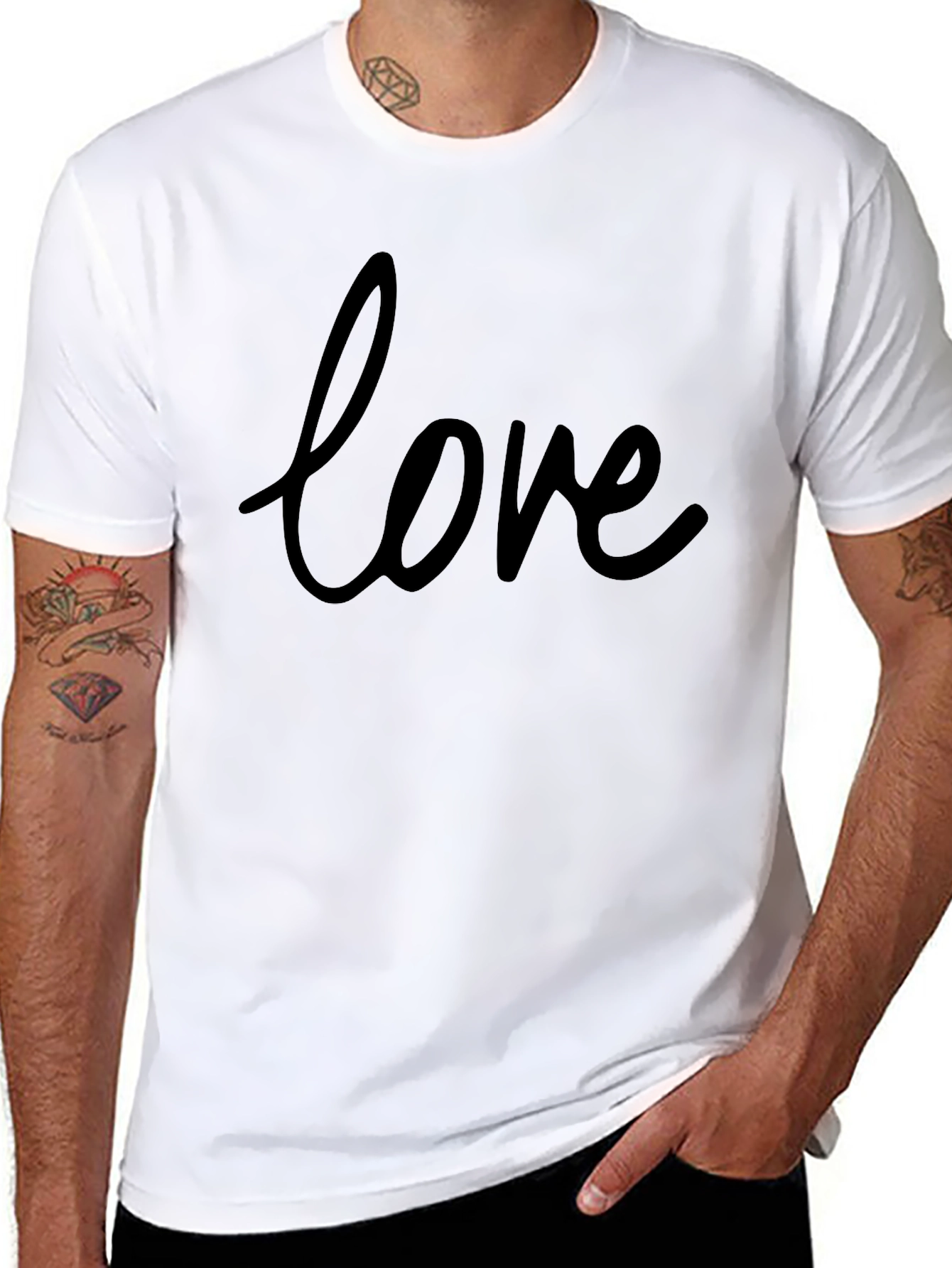 Black Love Script Graphic Black T-Shirt view 8