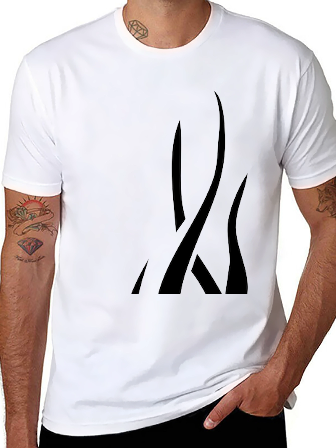 Black Modern Abstract Graphic Black T-Shirt view 8