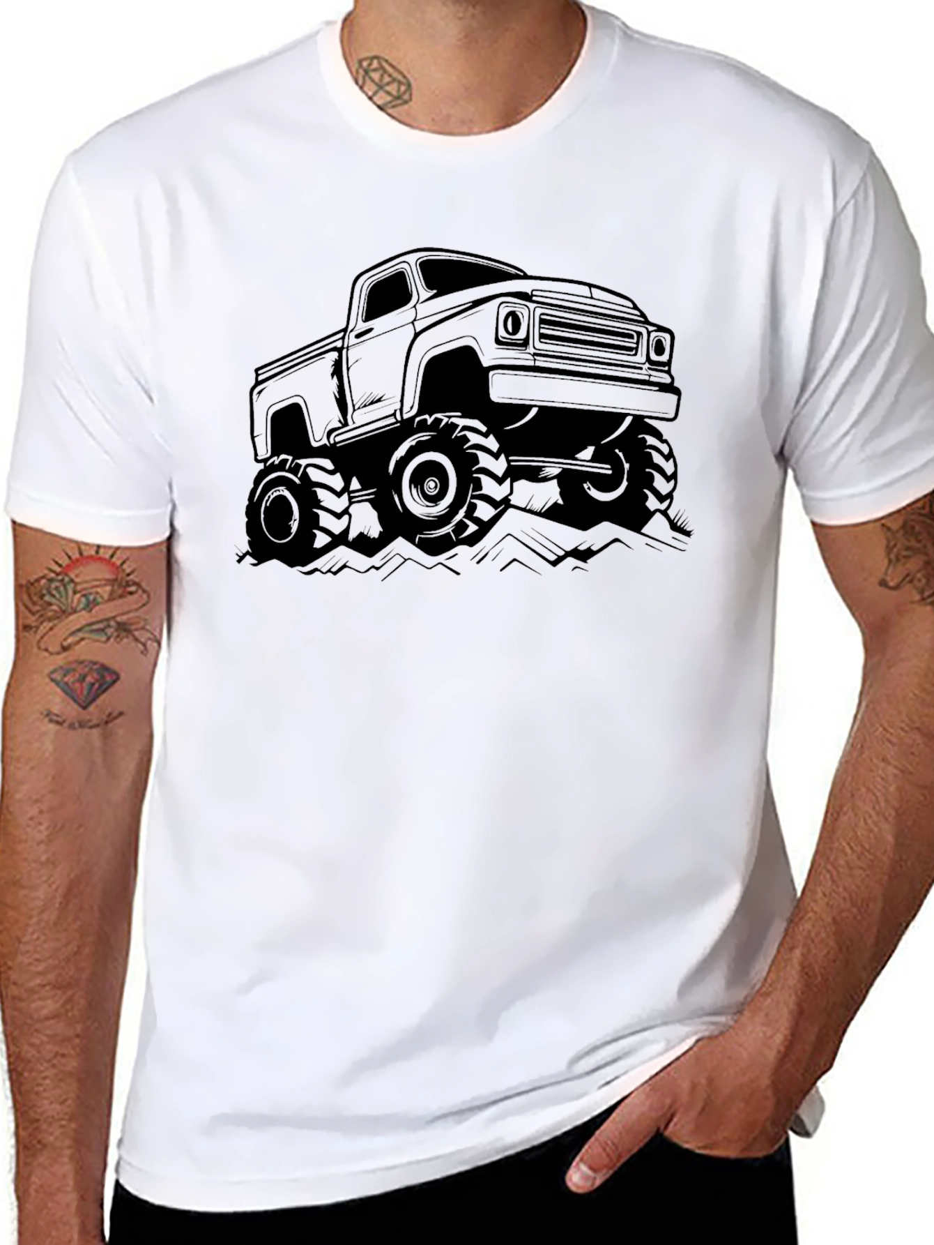 Black Monster Truck Graphic Tee - Black Cotton Blend view 8