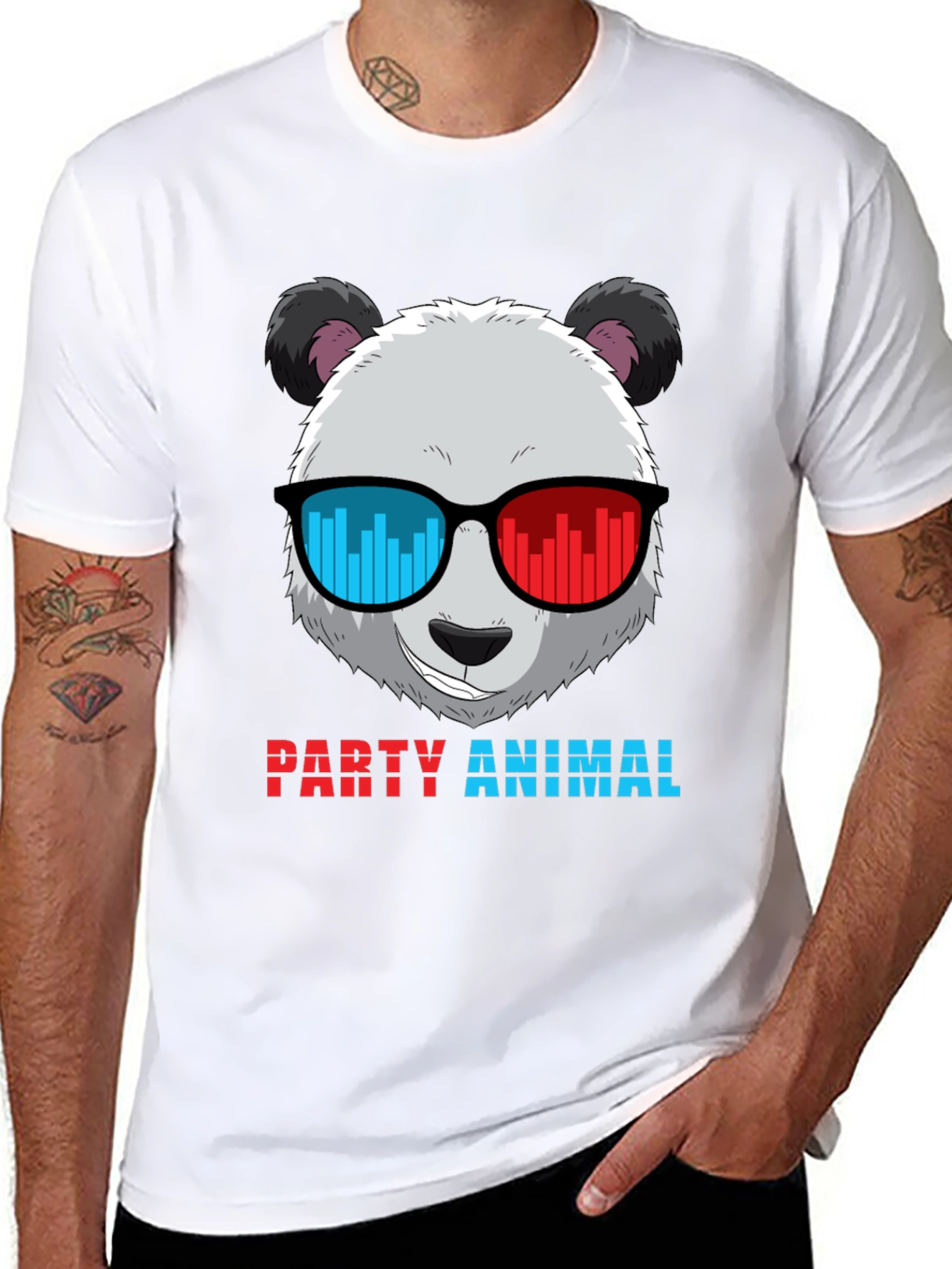 Black Party Animal Panda T-Shirt - Novelty Graphic Tee view 8