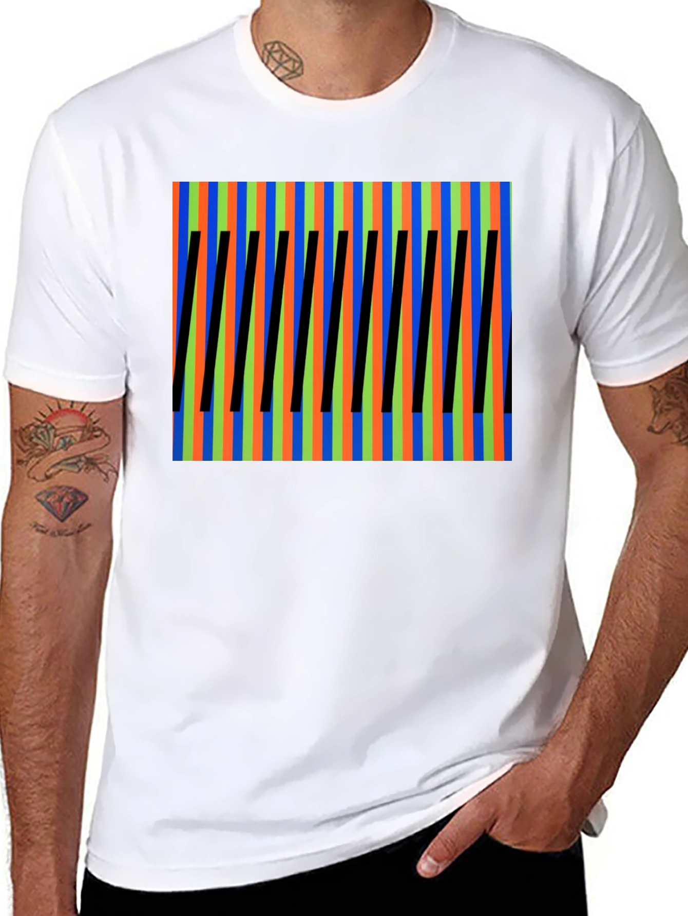 Black Abstract Pattern Tee - Bold Colors, Unique Design view 8