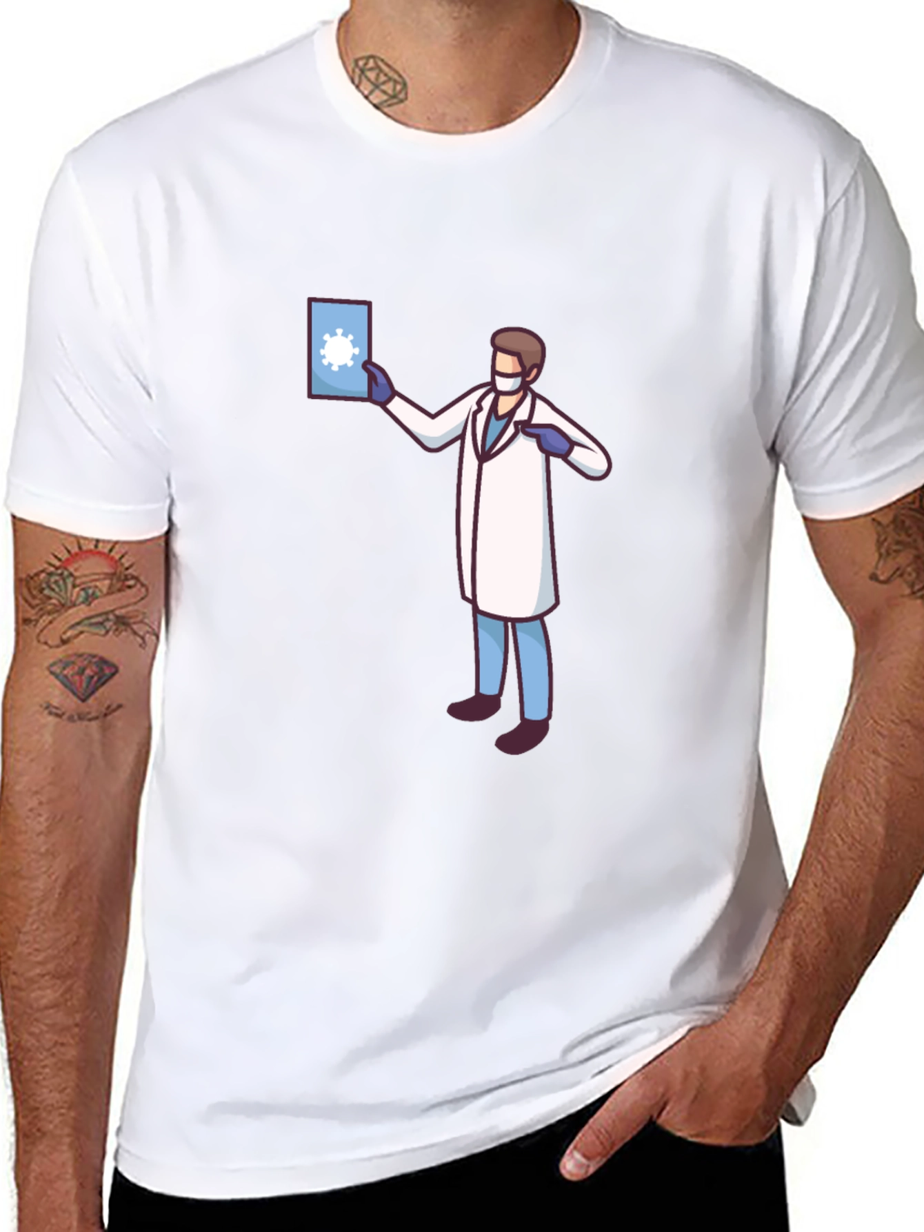 Black Doctor Graphic Black T-Shirt - Novelty COVID Design view 8
