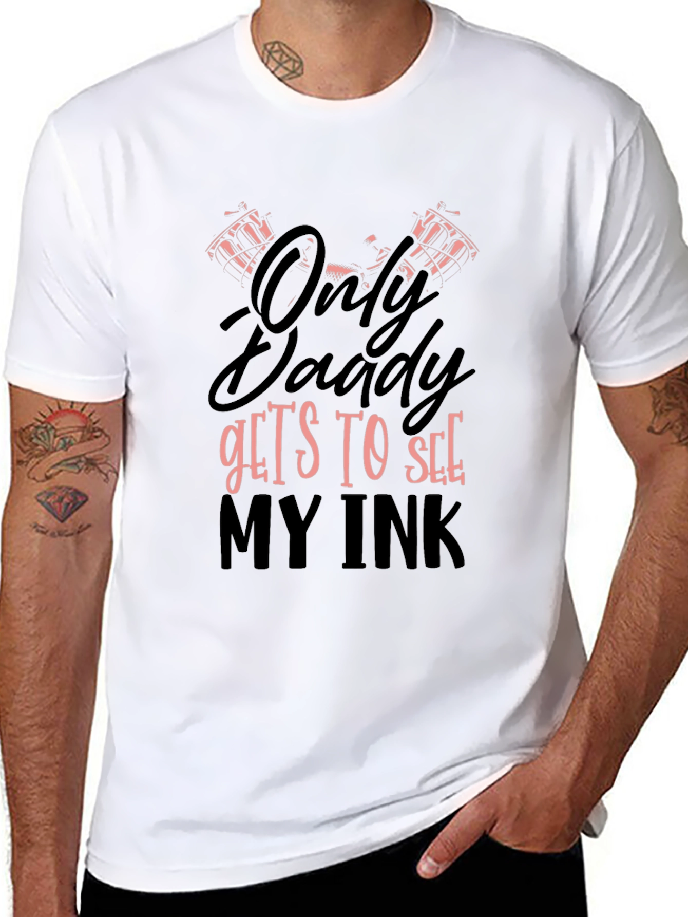Black Only Daddy Gets To See My Ink Graphic T-Shirt view 8