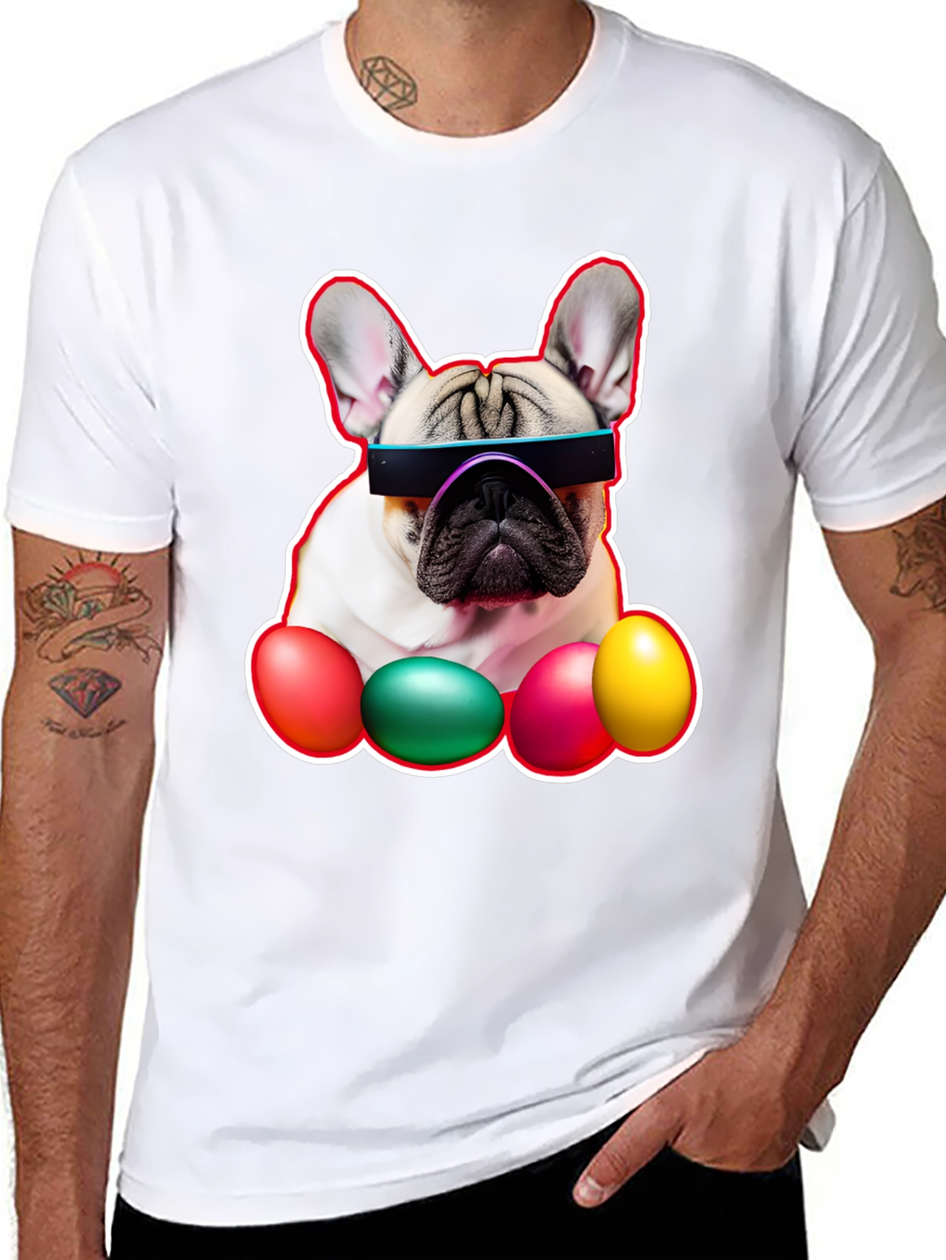 Camiseta Bulldog Francés con Huevos de Pascua