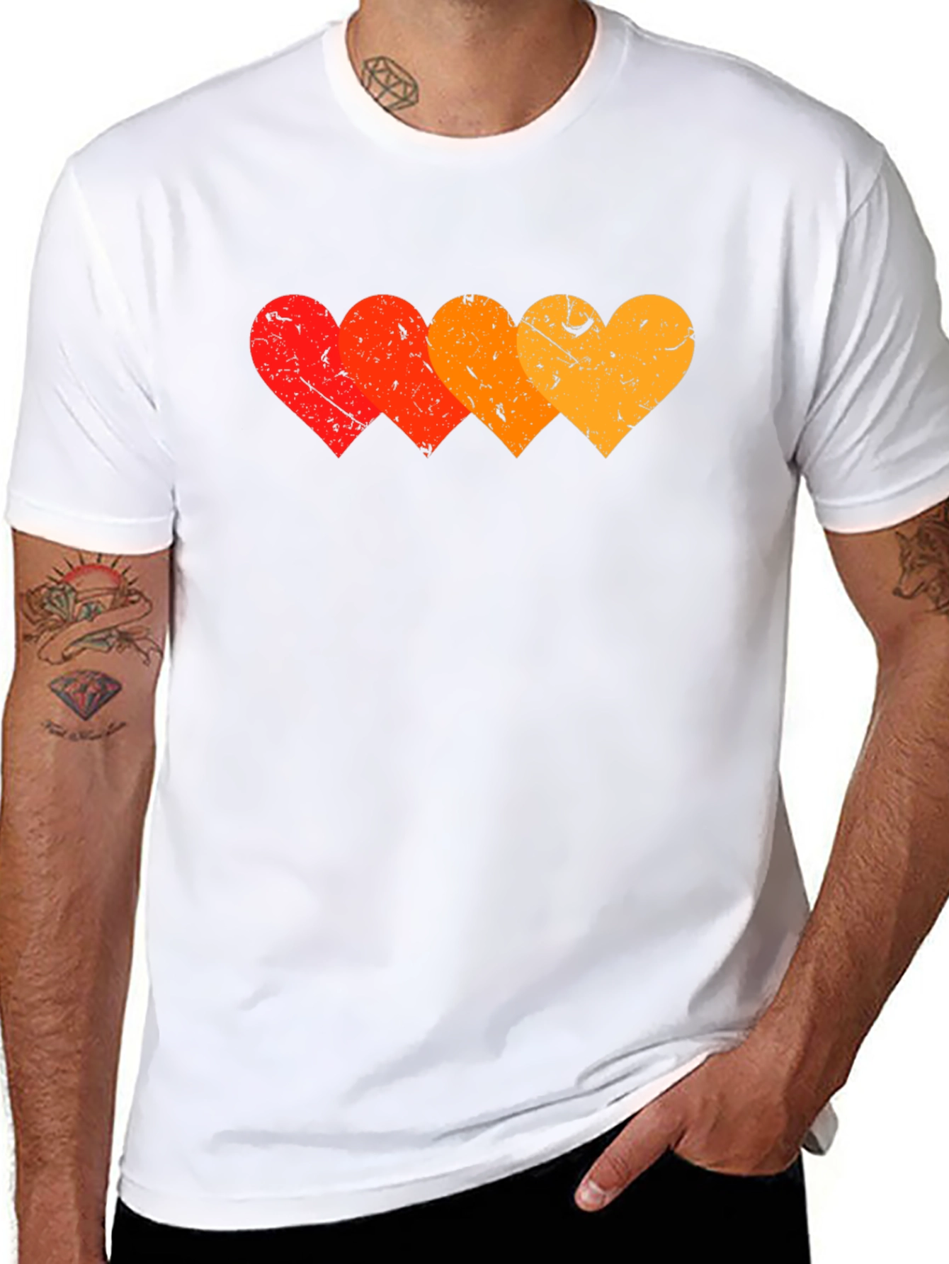Black Retro Hearts Graphic T-Shirt - Stylish Black Tee view 8