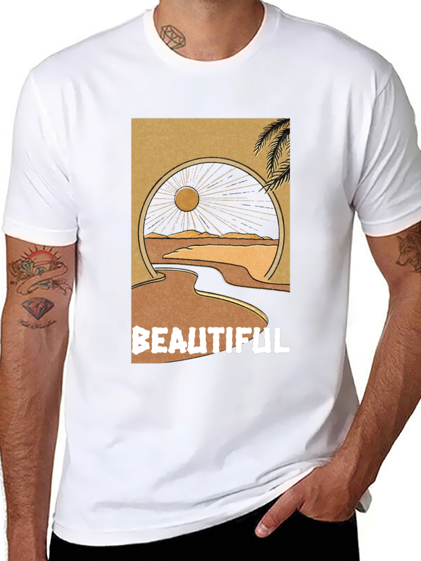 Black Beautiful Desert Graphic Tee - Men's Black T-Shirt view 8
