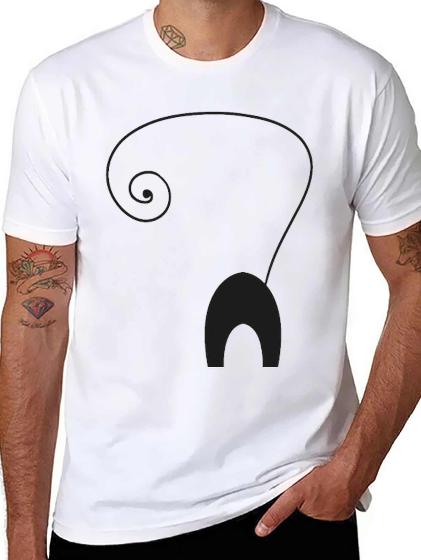 Black Men's Black Cat Silhouette Graphic T-Shirt view 8