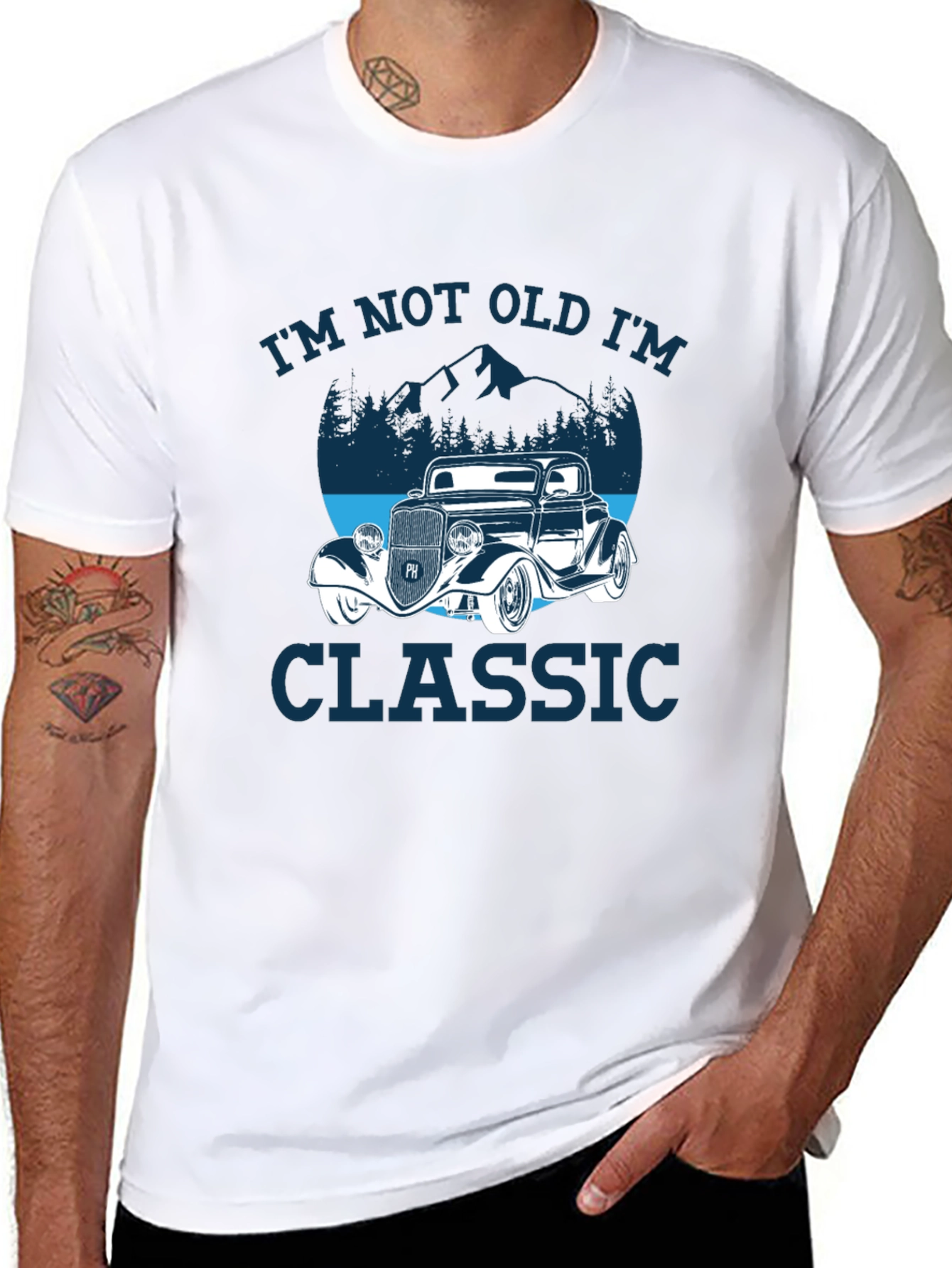 Black Classic Car T-Shirt: I'm Not Old, I'm Classic view 8
