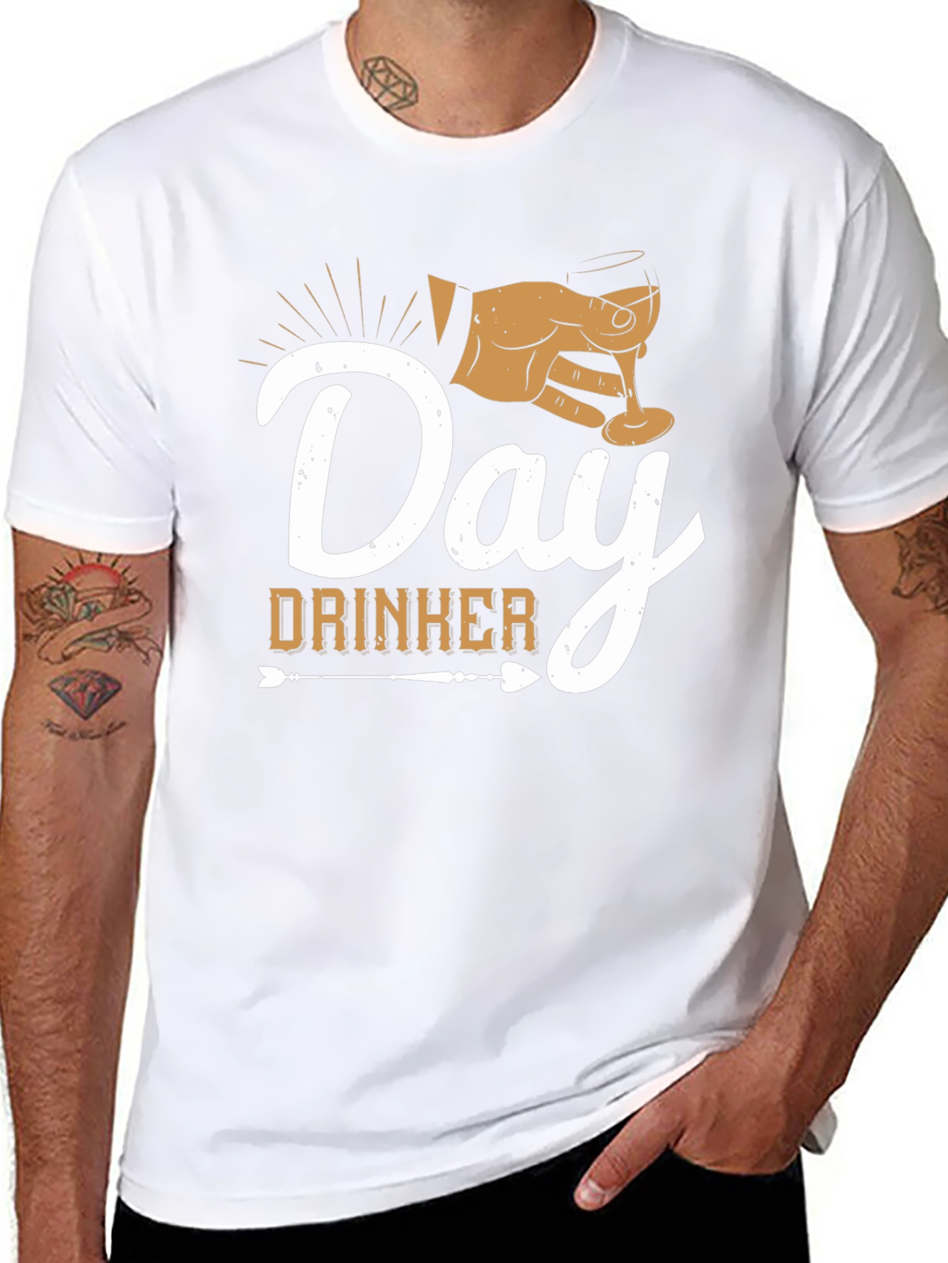 Black Day Drinker Graphic Tee - Black Casual T-Shirt view 8