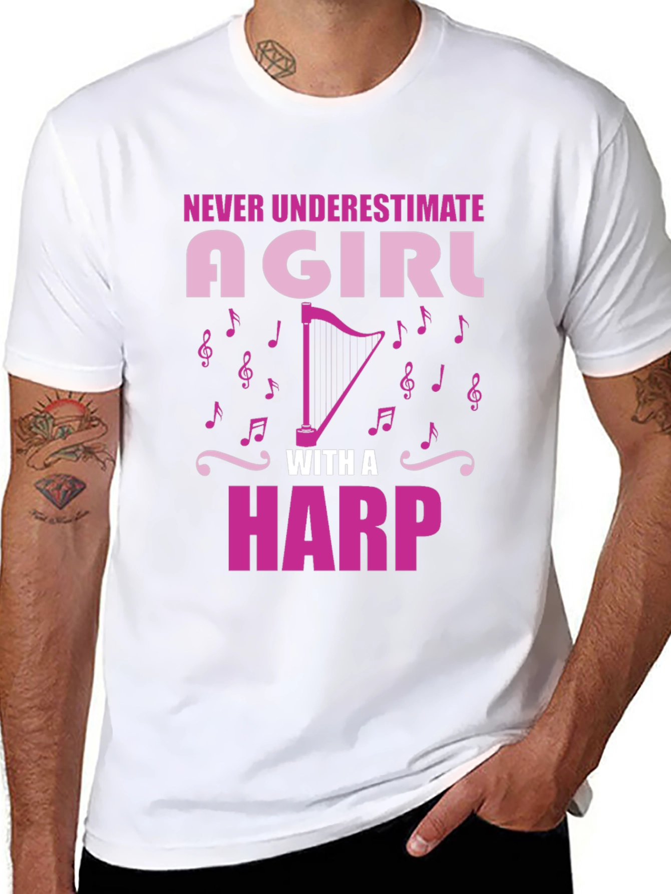 Black Never Underestimate Girl With Harp T-Shirt view 8