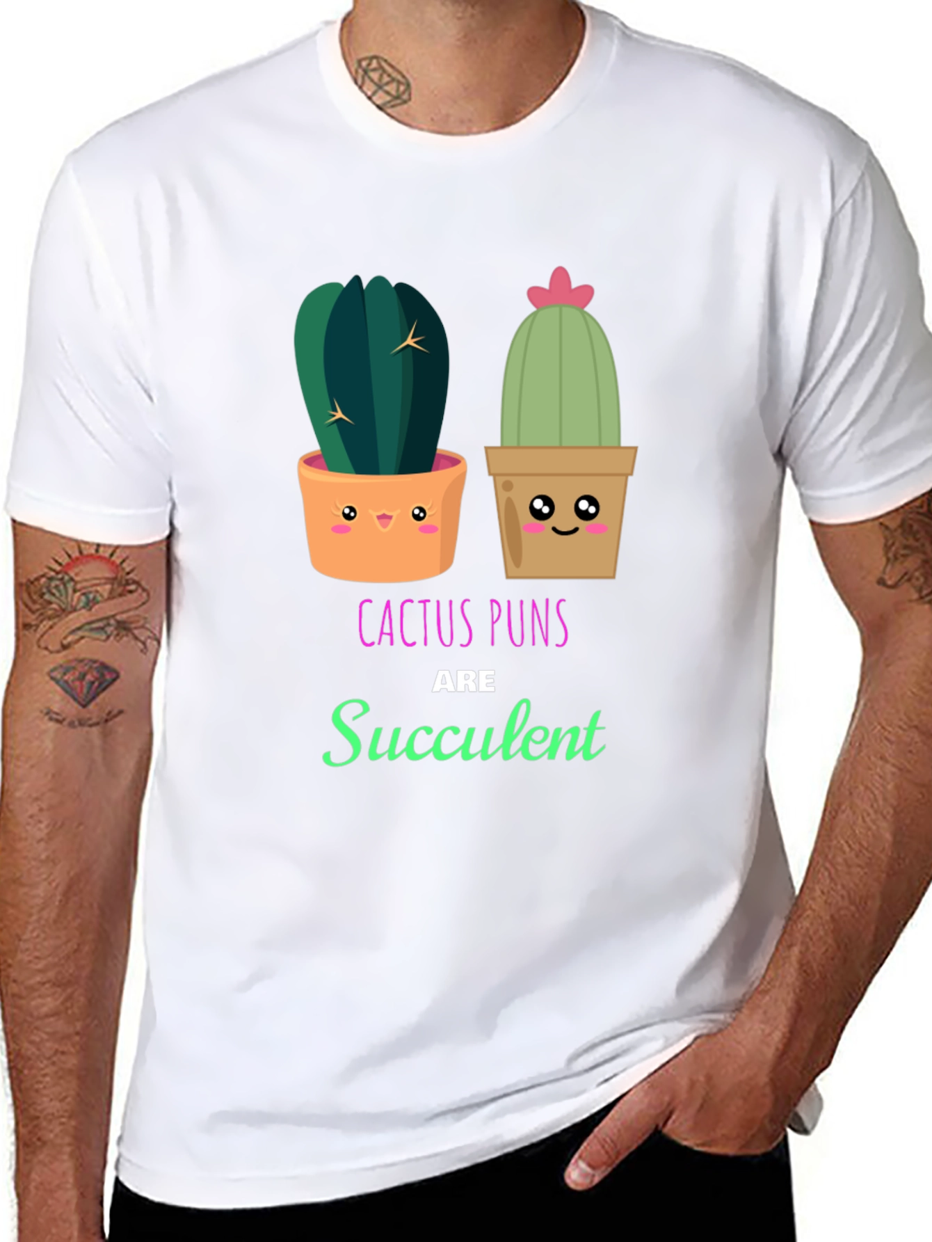 Black Cactus Pun T-Shirt - Succulent Humor view 8
