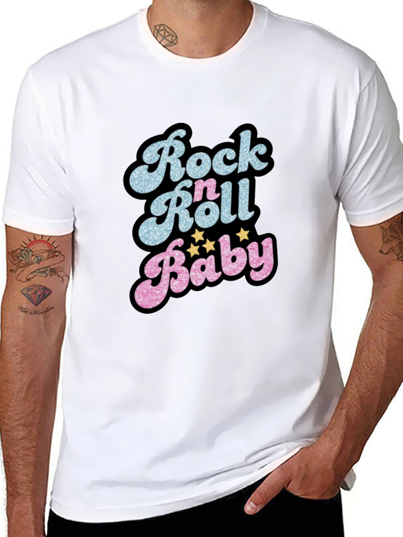 Black Rock n Roll Baby Graphic T-Shirt - Retro Style view 8