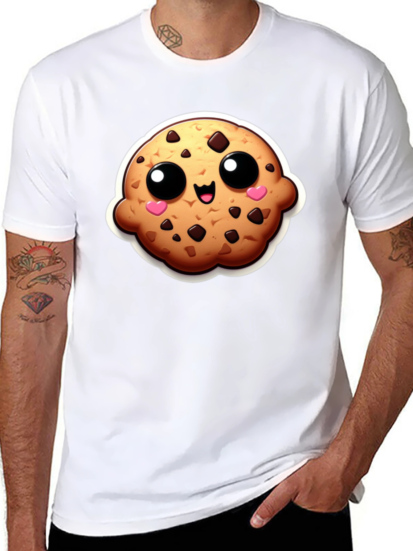 Black Cute Cookie Graphic Black T-Shirt view 8