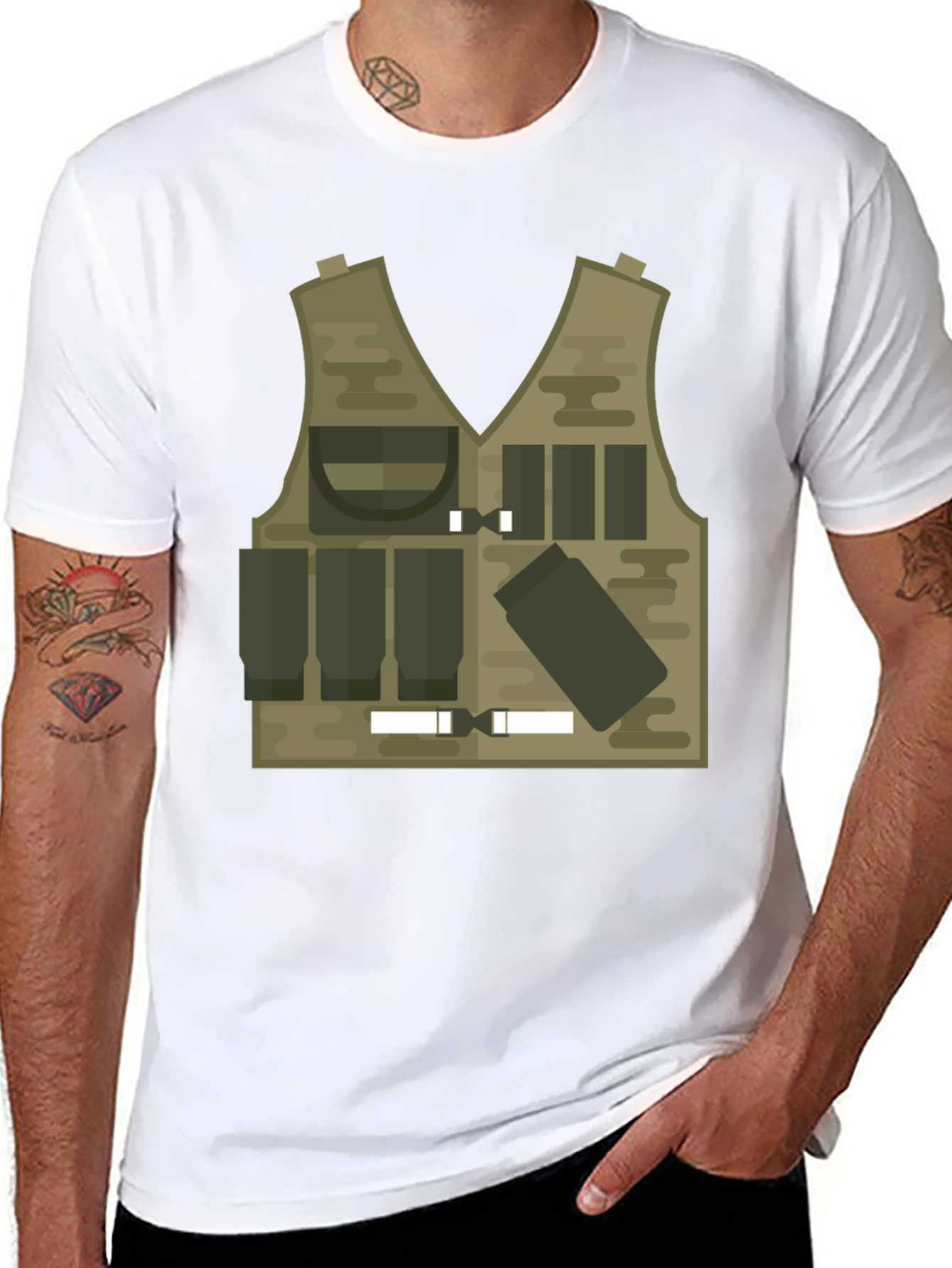 Black Tactical Vest Graphic Tee - Military Style view 8