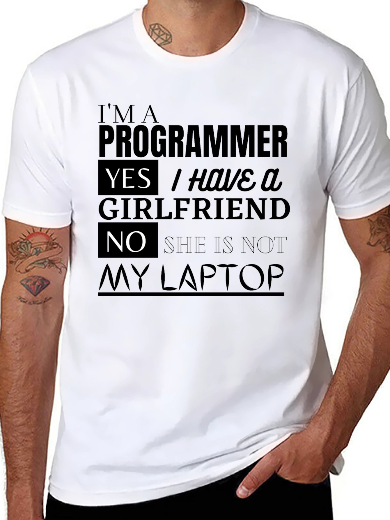 Black Funny Programmer T-Shirt: I Have a Girlfriend! view 8