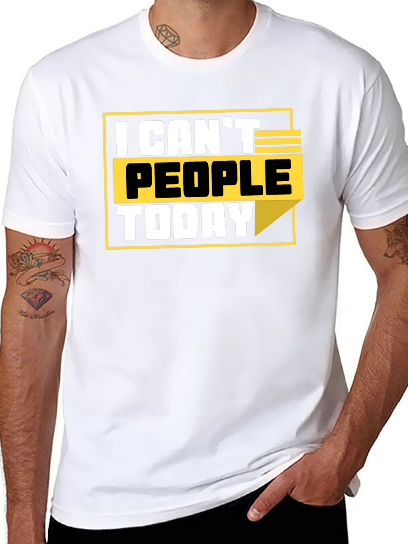 Black I Can't People Today Graphic T-Shirt view 8