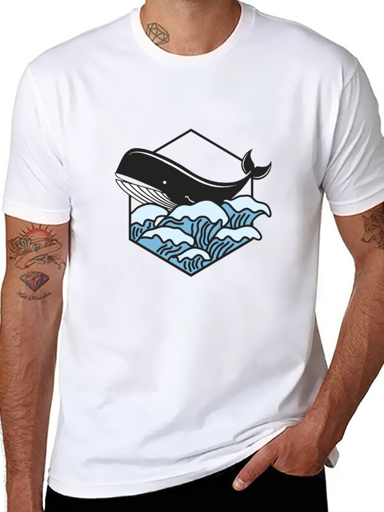 Black Whale Graphic Tee - Cool Ocean Design view 8