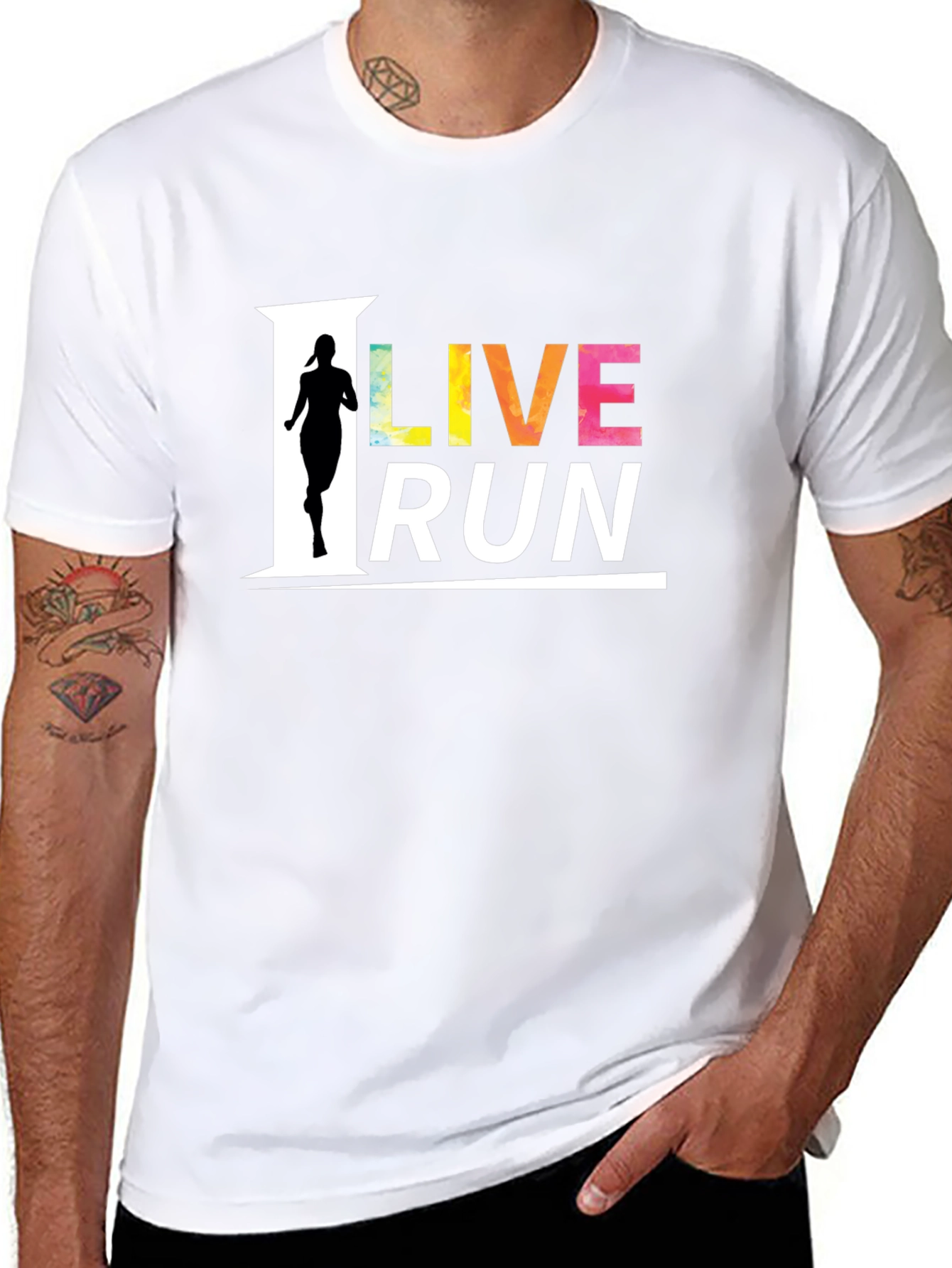 Black Live Run Graphic Tee - Activewear T-Shirt view 8
