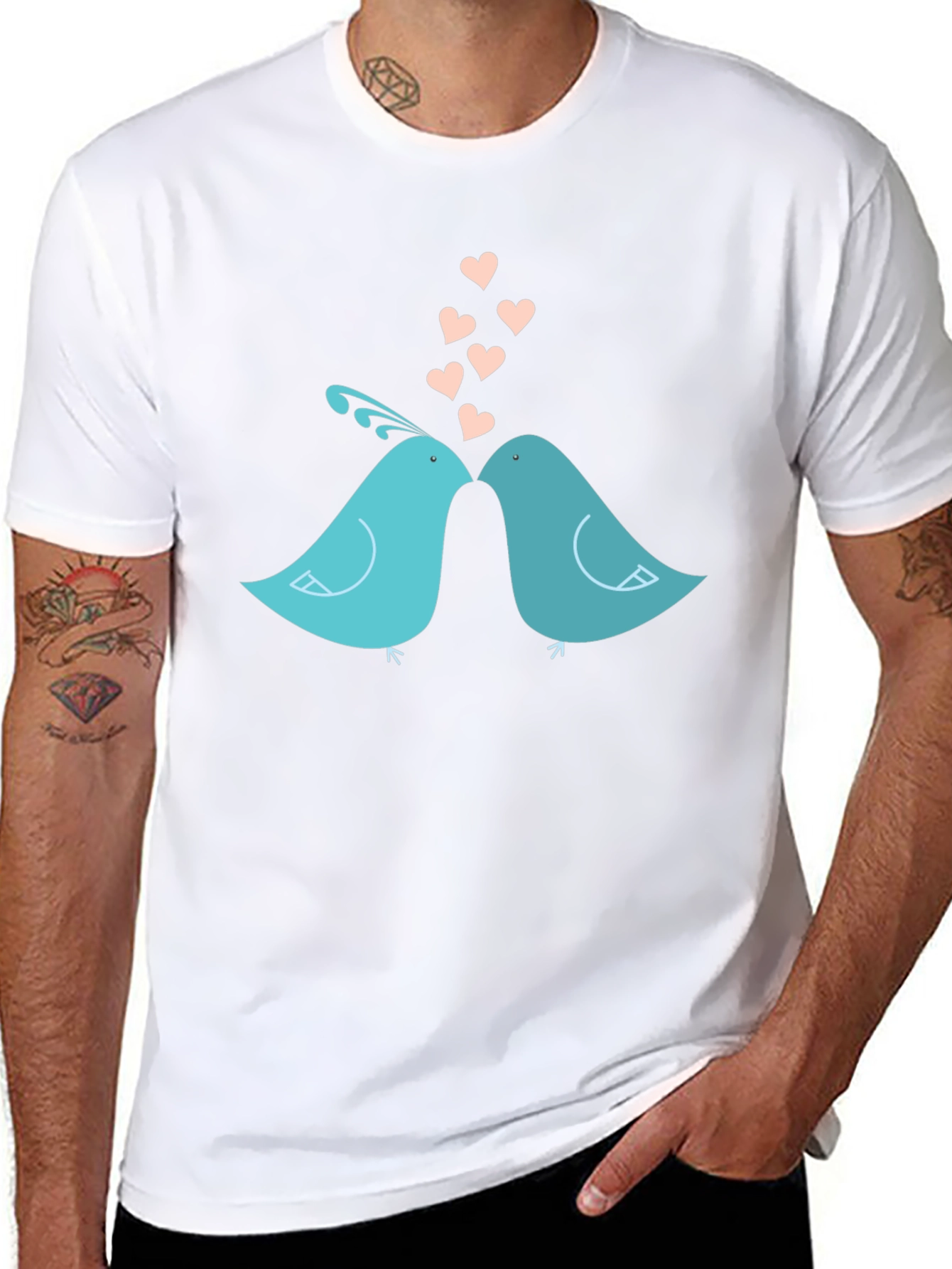 Black Lovebirds T-Shirt - Romantic Birds Design view 8
