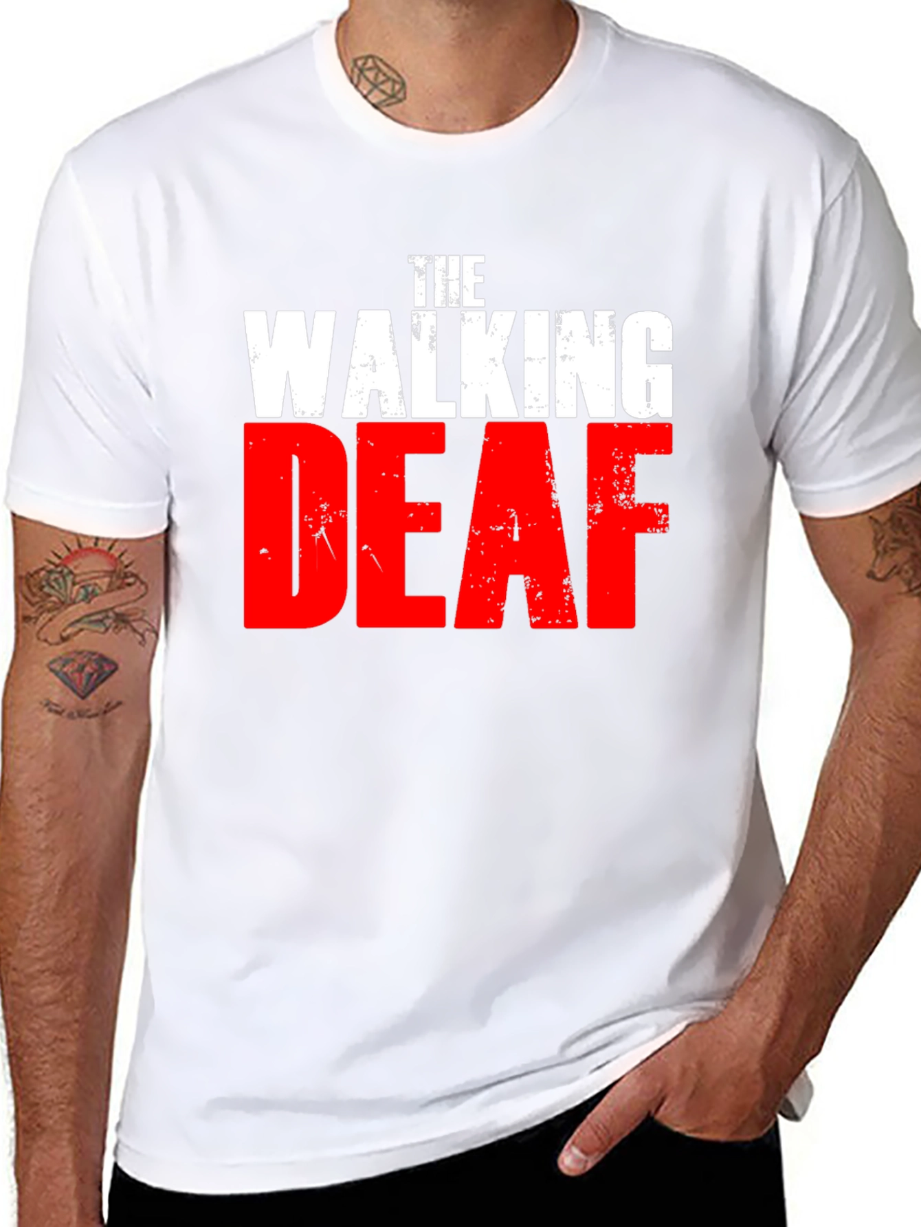 Black The Walking Deaf Funny T-Shirt view 8