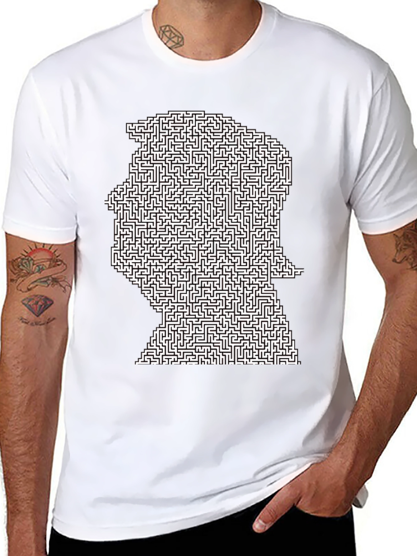 Black Maze Head Graphic Tee - Black Casual Shirt view 8