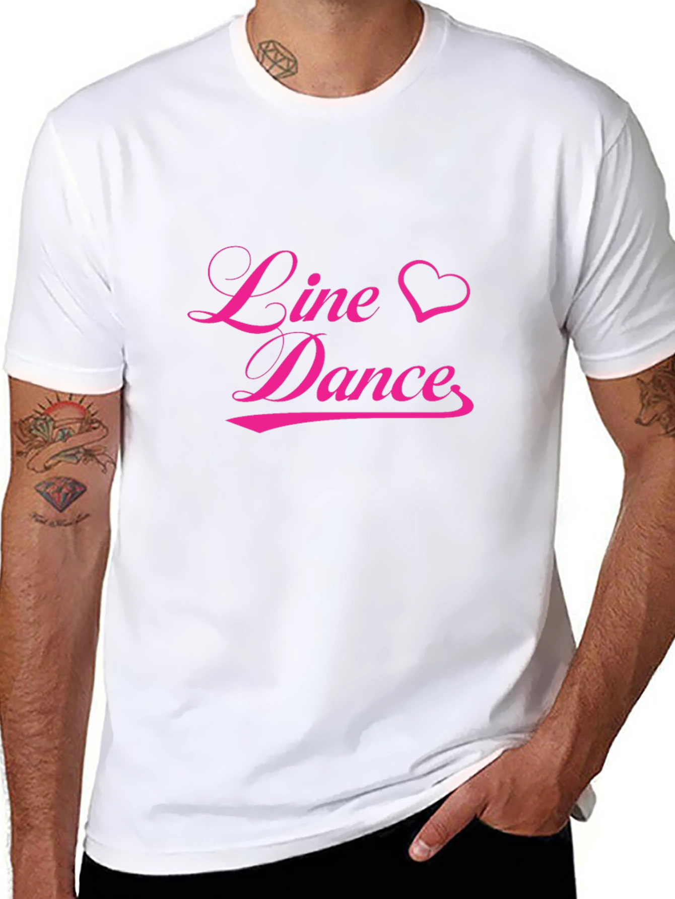 Line Dance Heart T-Shirt - Black Cotton Tee - 8