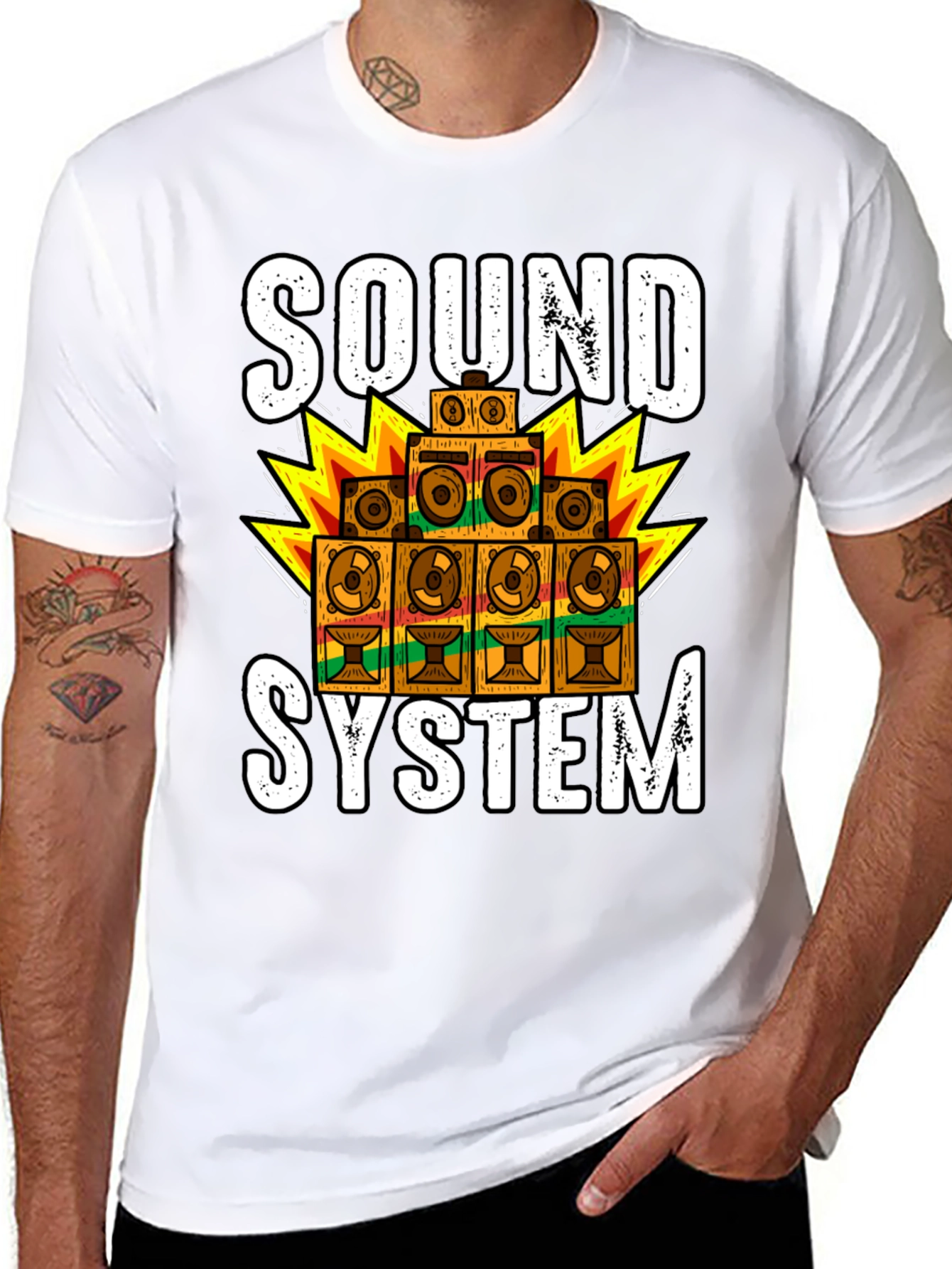 Black Sound System Graphic Tee - Reggae Music Lover Shirt view 8