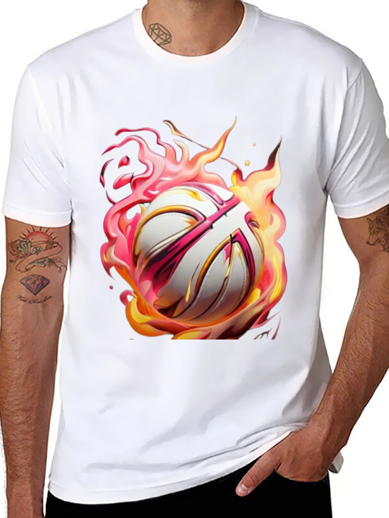 Black Flaming Ball Graphic Tee - Bold Style view 8