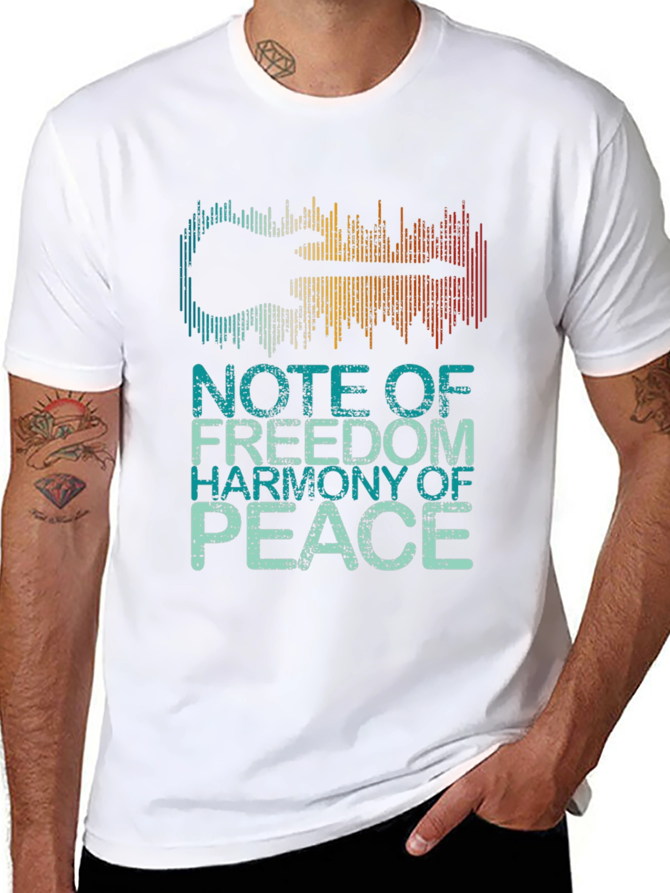 Guitar Soundwave Graphic Tee - Freedom, Harmony, Peace - 8