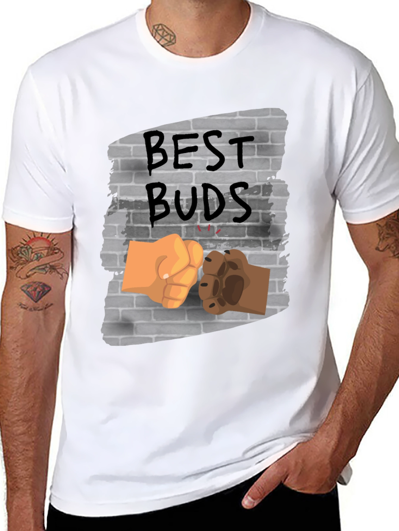 Black Best Buds Fist Bump Graphic Tee view 8