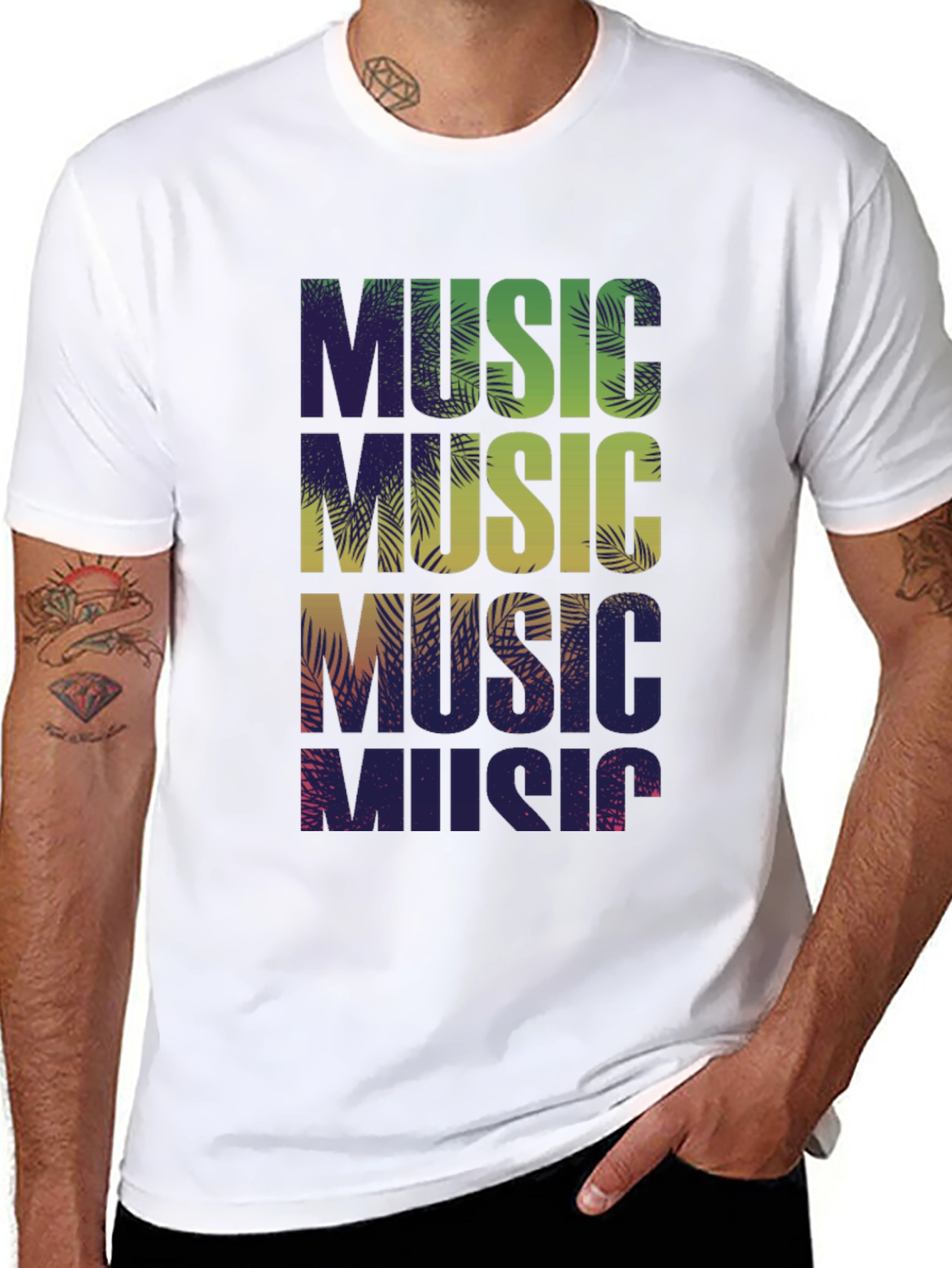 Black Tropical Music Vibes Graphic Tee view 8