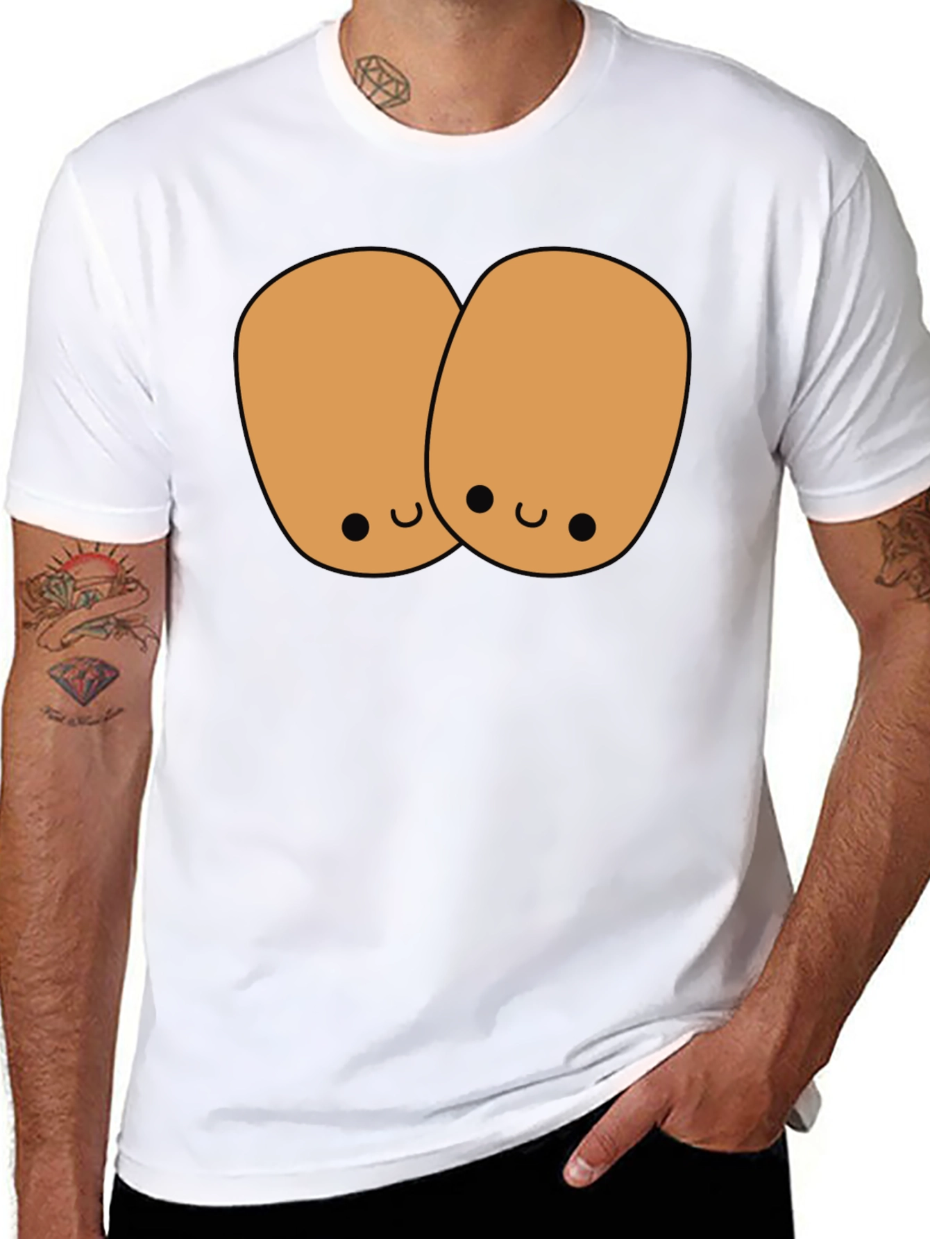 Black Cute Potato Duo Black T-Shirt view 8