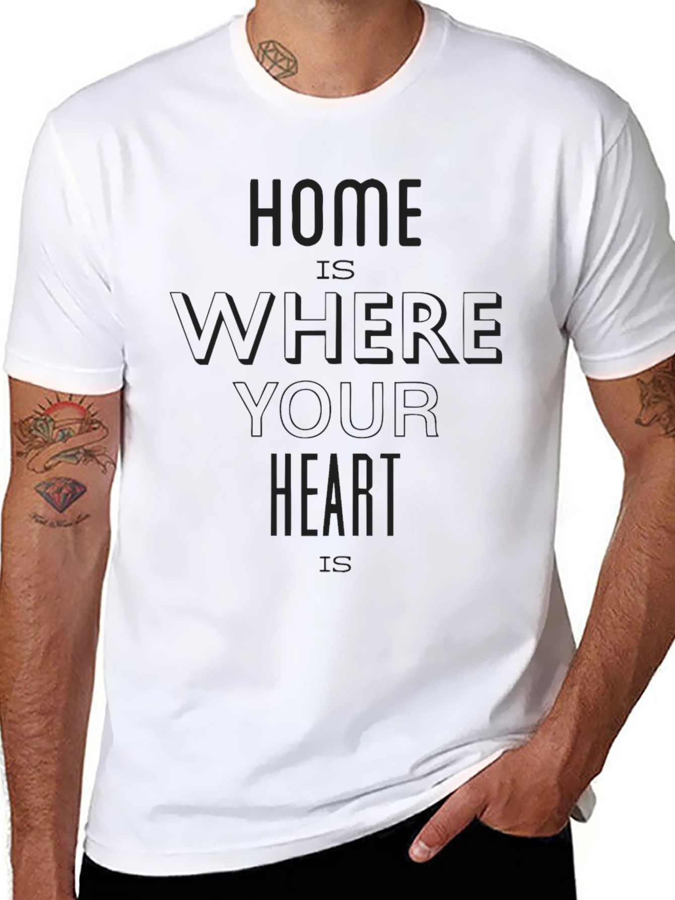 Black Home Is Where Your Heart Is Black T-Shirt view 8