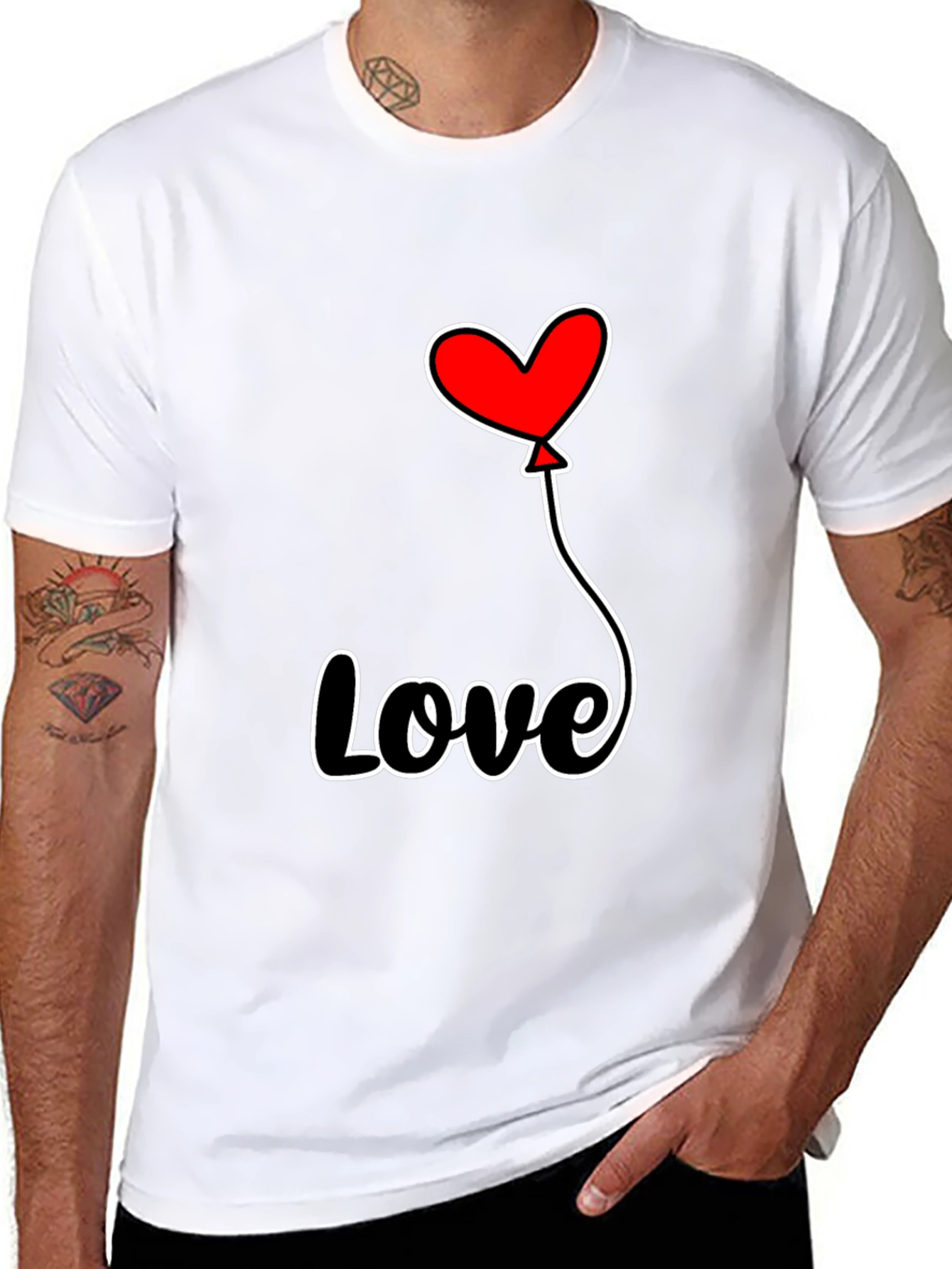 Black Love Heart Balloon Graphic Tee view 8
