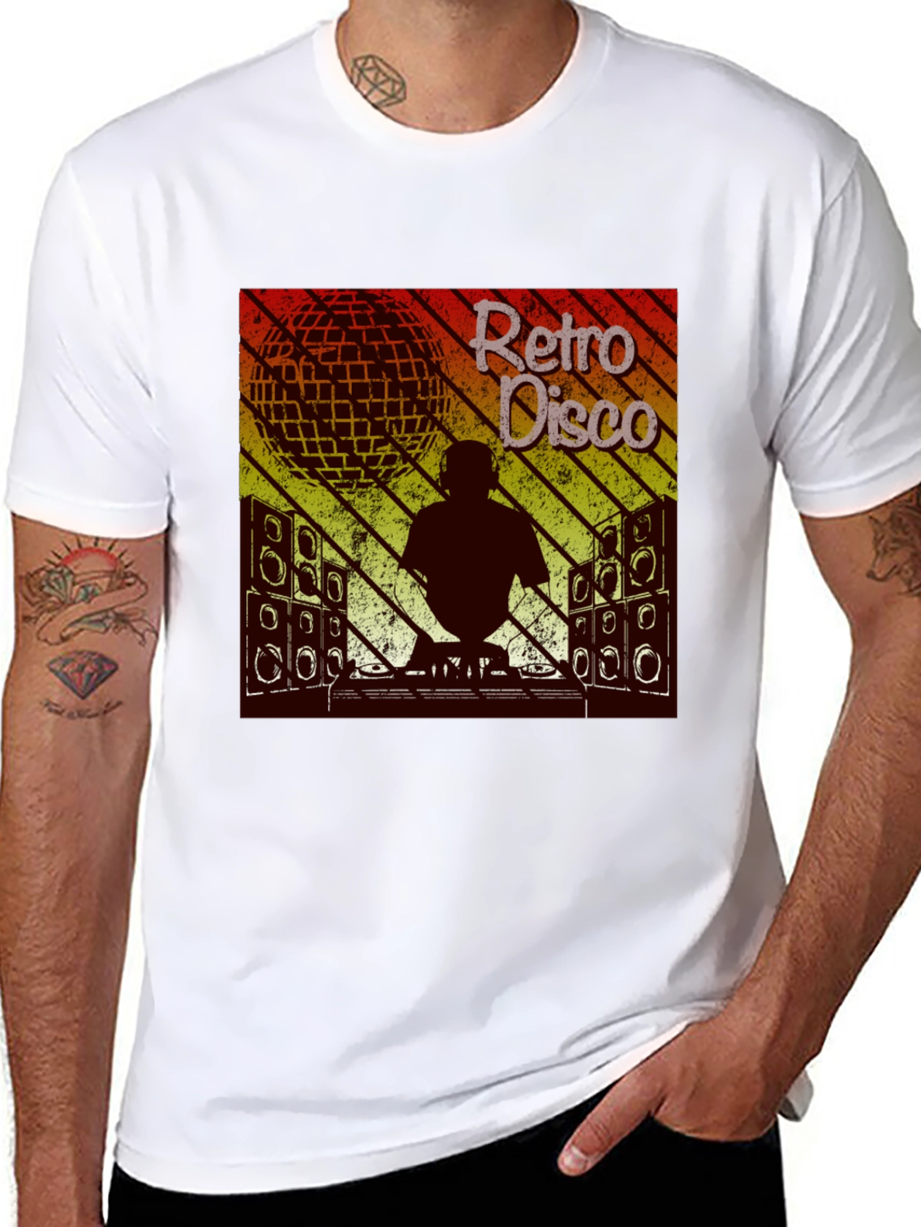 Black Retro Disco DJ Graphic T-Shirt view 8