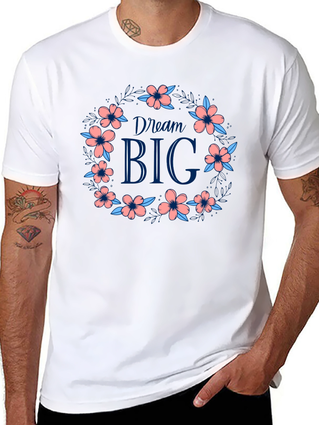 Black Dream Big Floral Wreath Graphic Tee - Black view 8