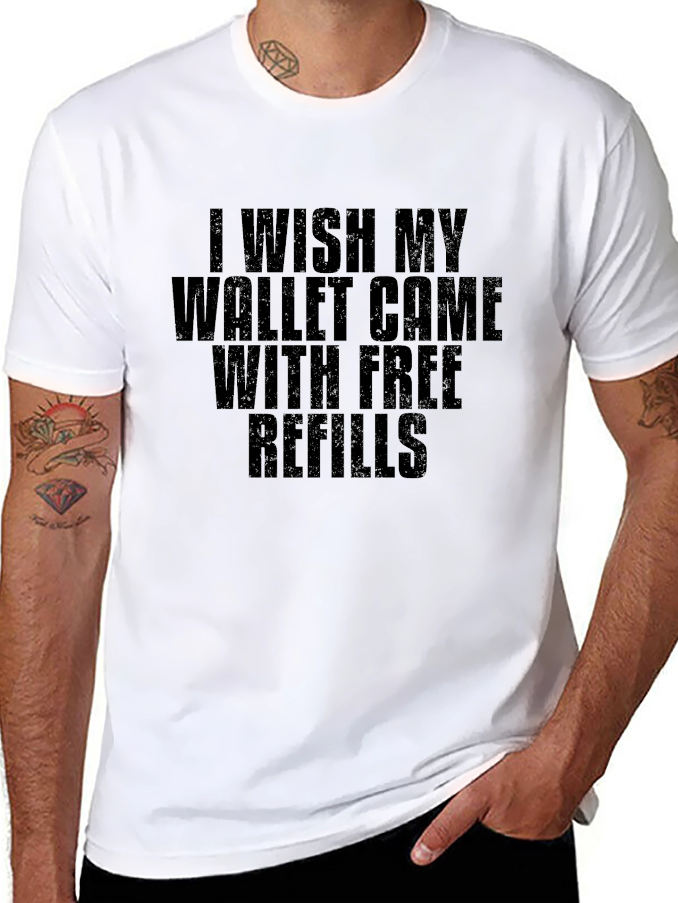 Black Wish My Wallet Came With Free Refills T-Shirt view 8