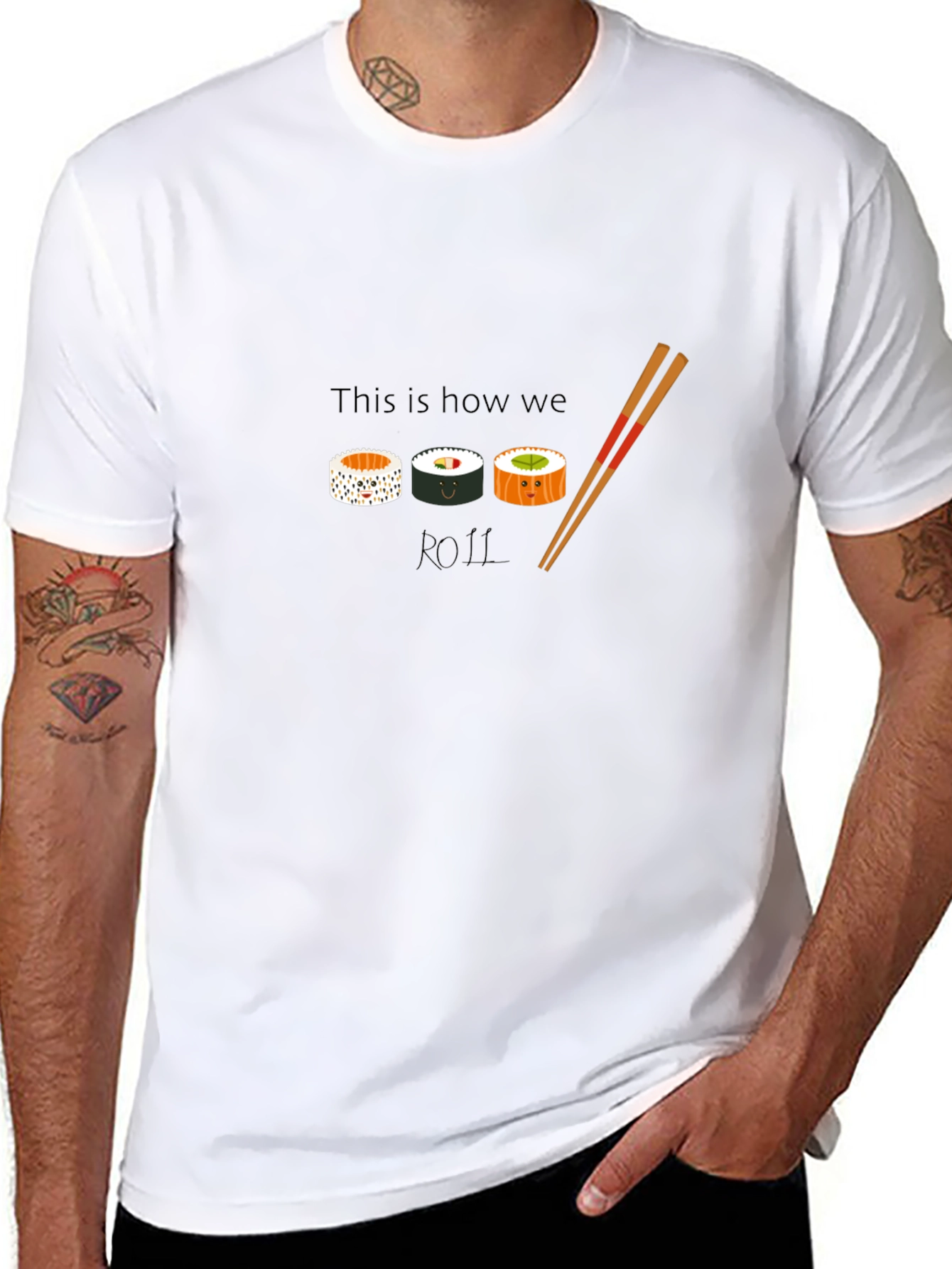 Black Sushi Roll T-Shirt - This Is How We Roll view 8