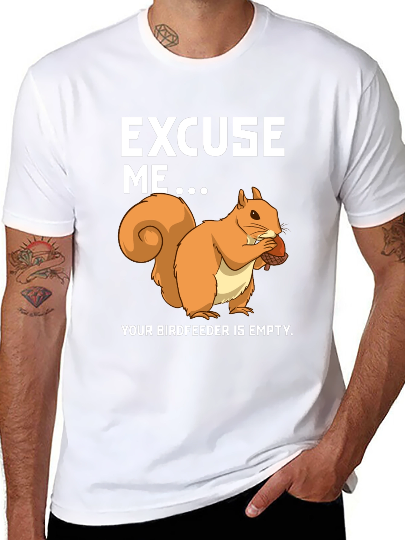 Black Funny Squirrel Birdfeeder T-Shirt view 8